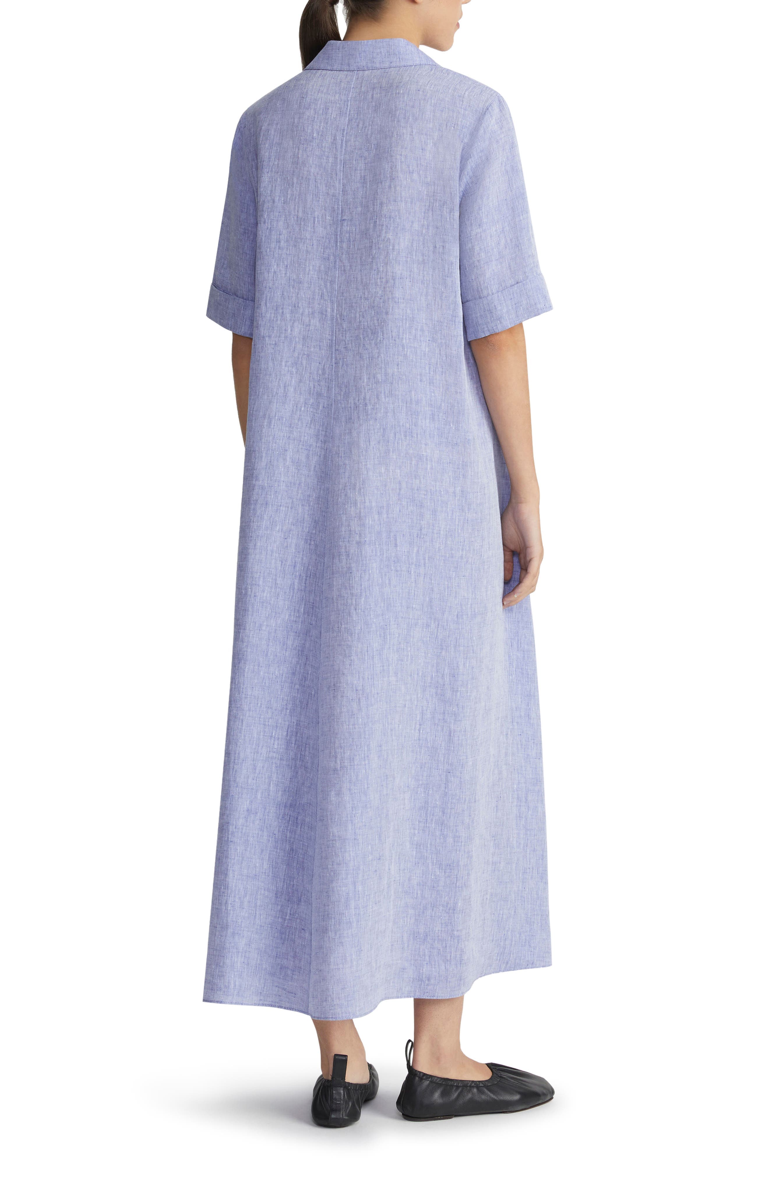 Short Sleeve Linen Popover Midi Dress - image 2