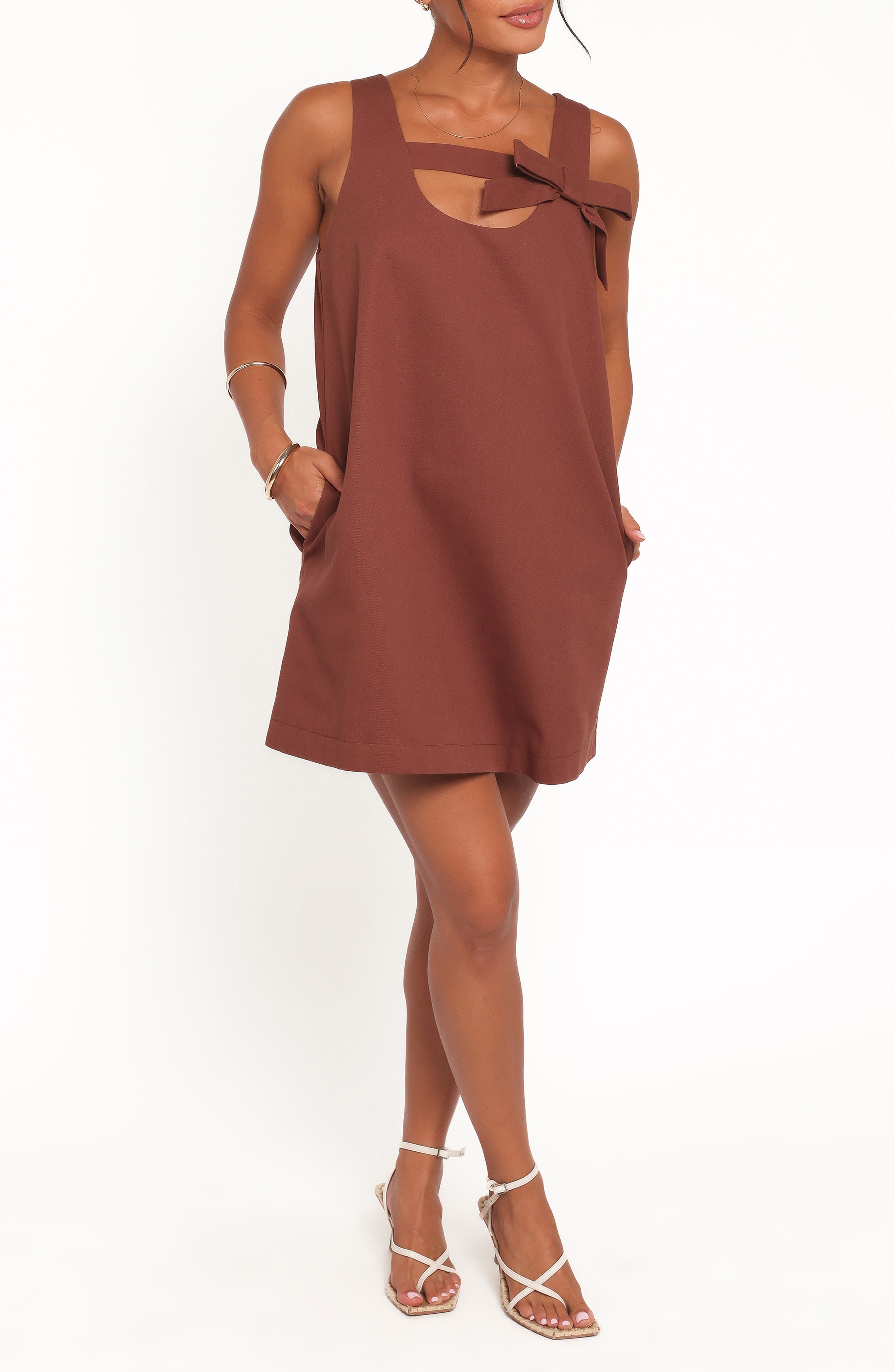 Elyria Bow Cotton Shift Minidress - image 1