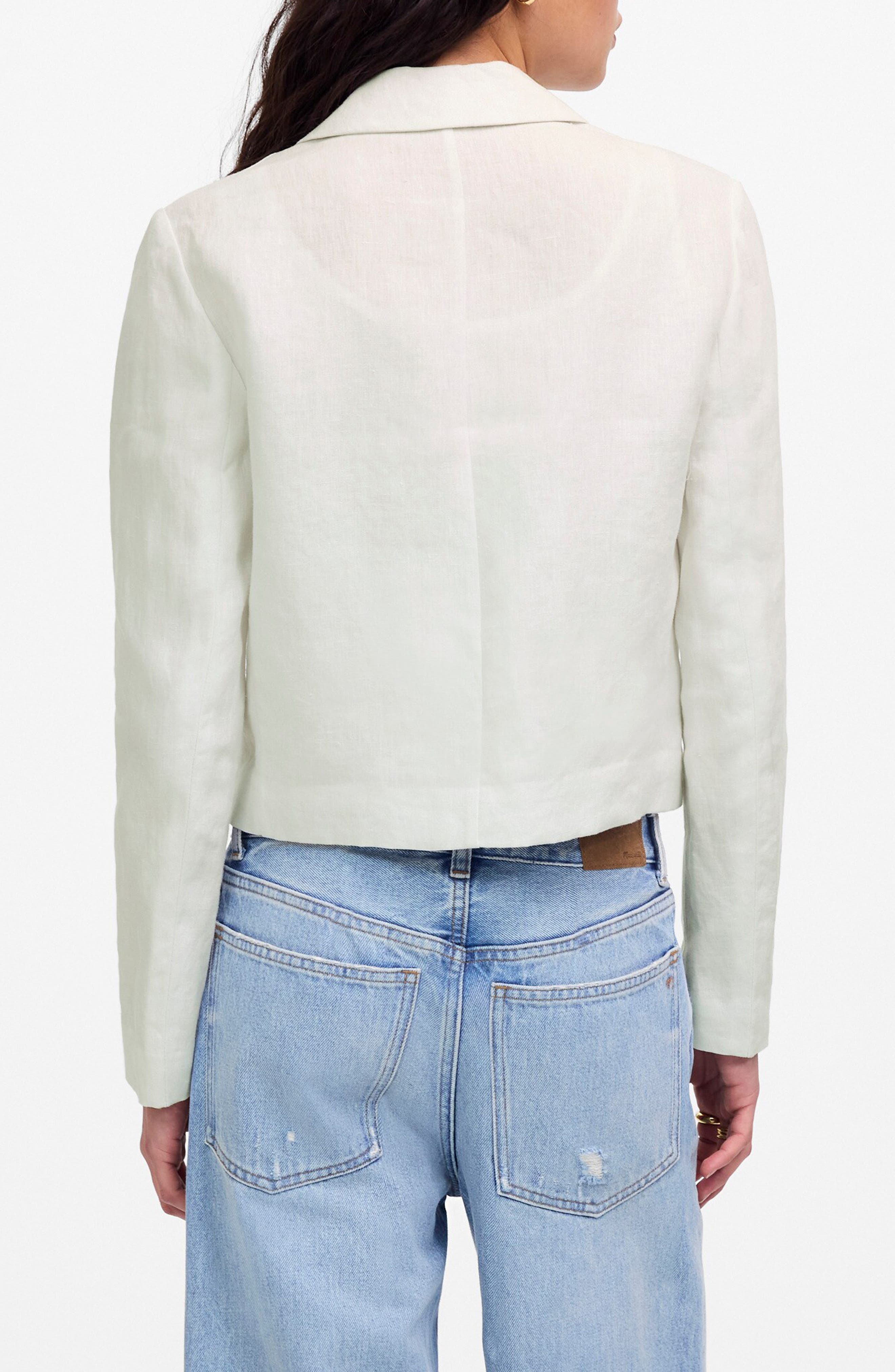 Crop Double Breasted Linen Blazer - image 2