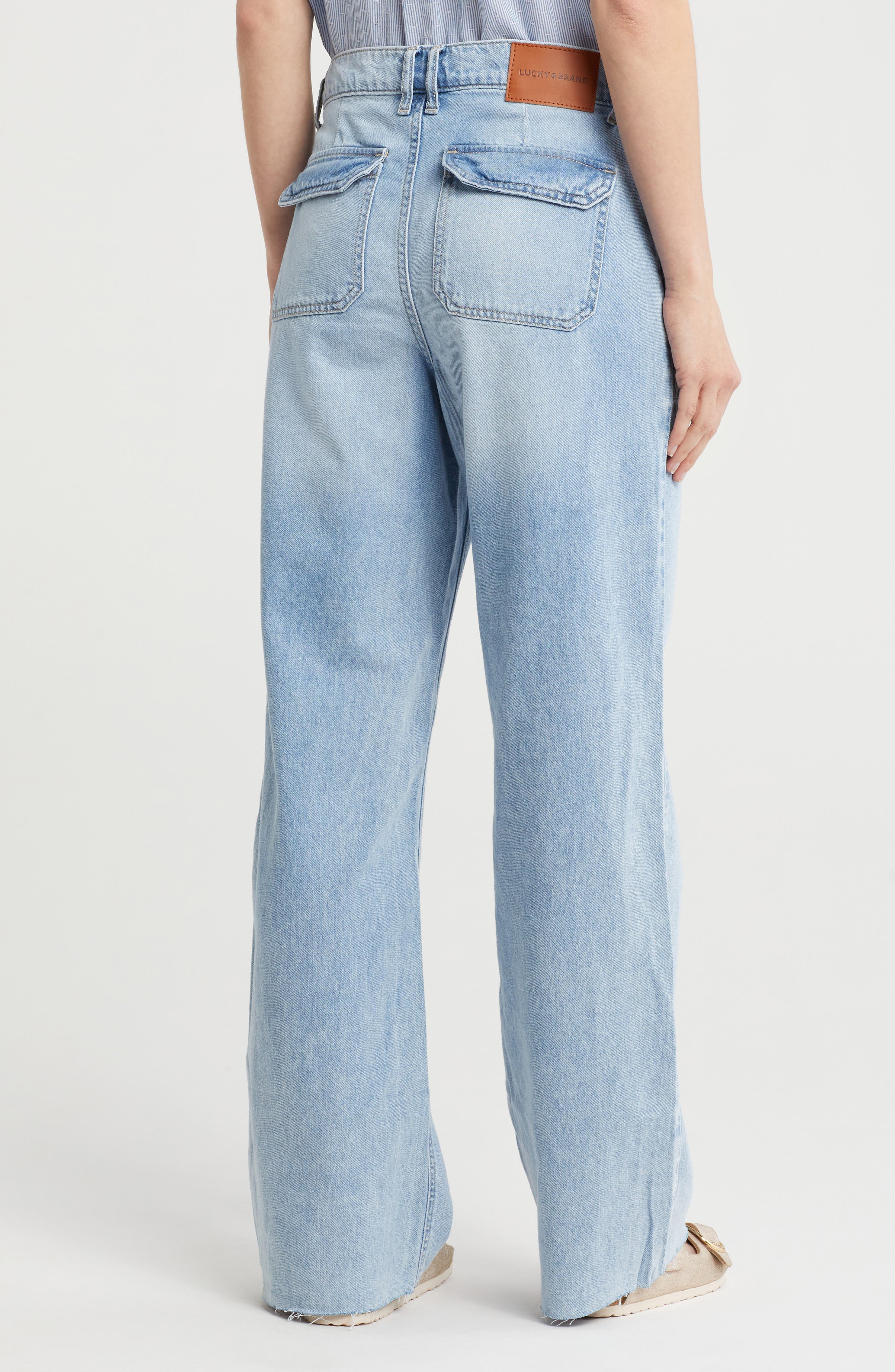 Wide Leg Raw Hem Utility Jeans - image 2
