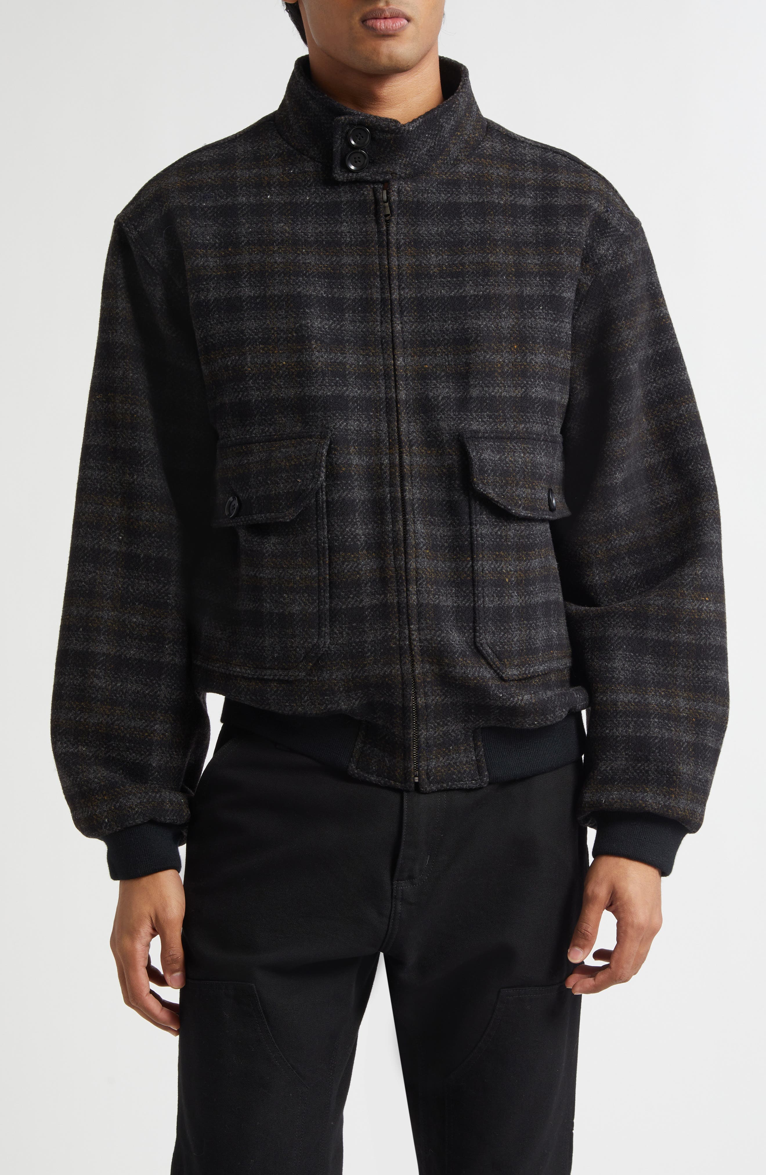 Plaid Wool Blouson Jacket - image 1