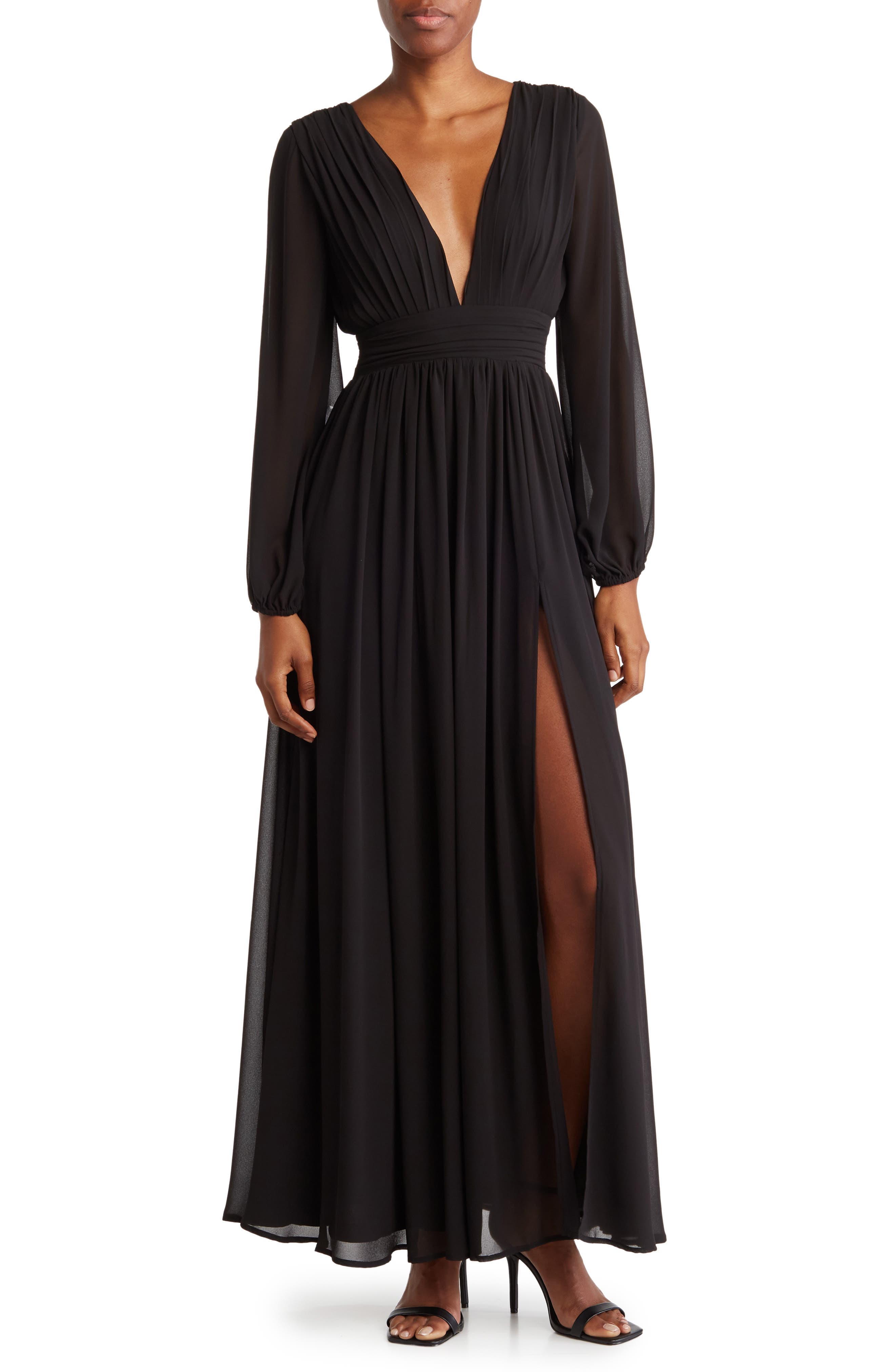 Iris Plunge Neck Long Sleeve Maxi Dress - image 1