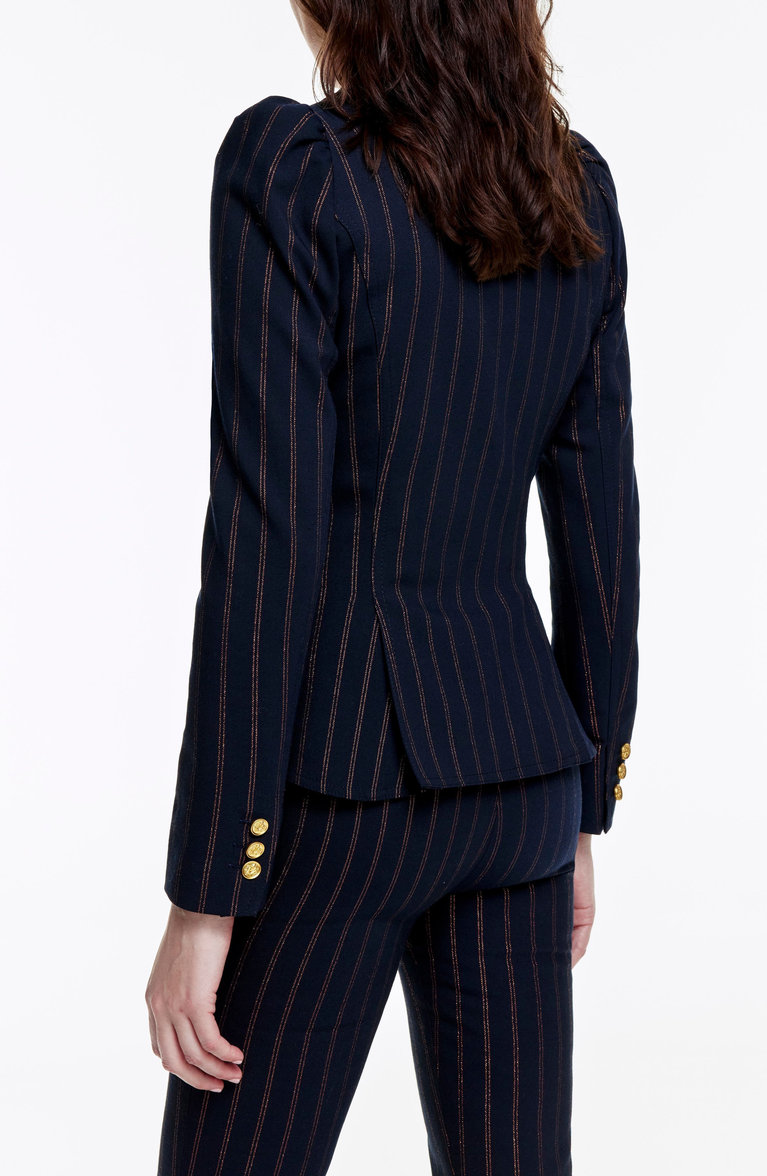 Stripe Puff Shoulder Blazer - image 2