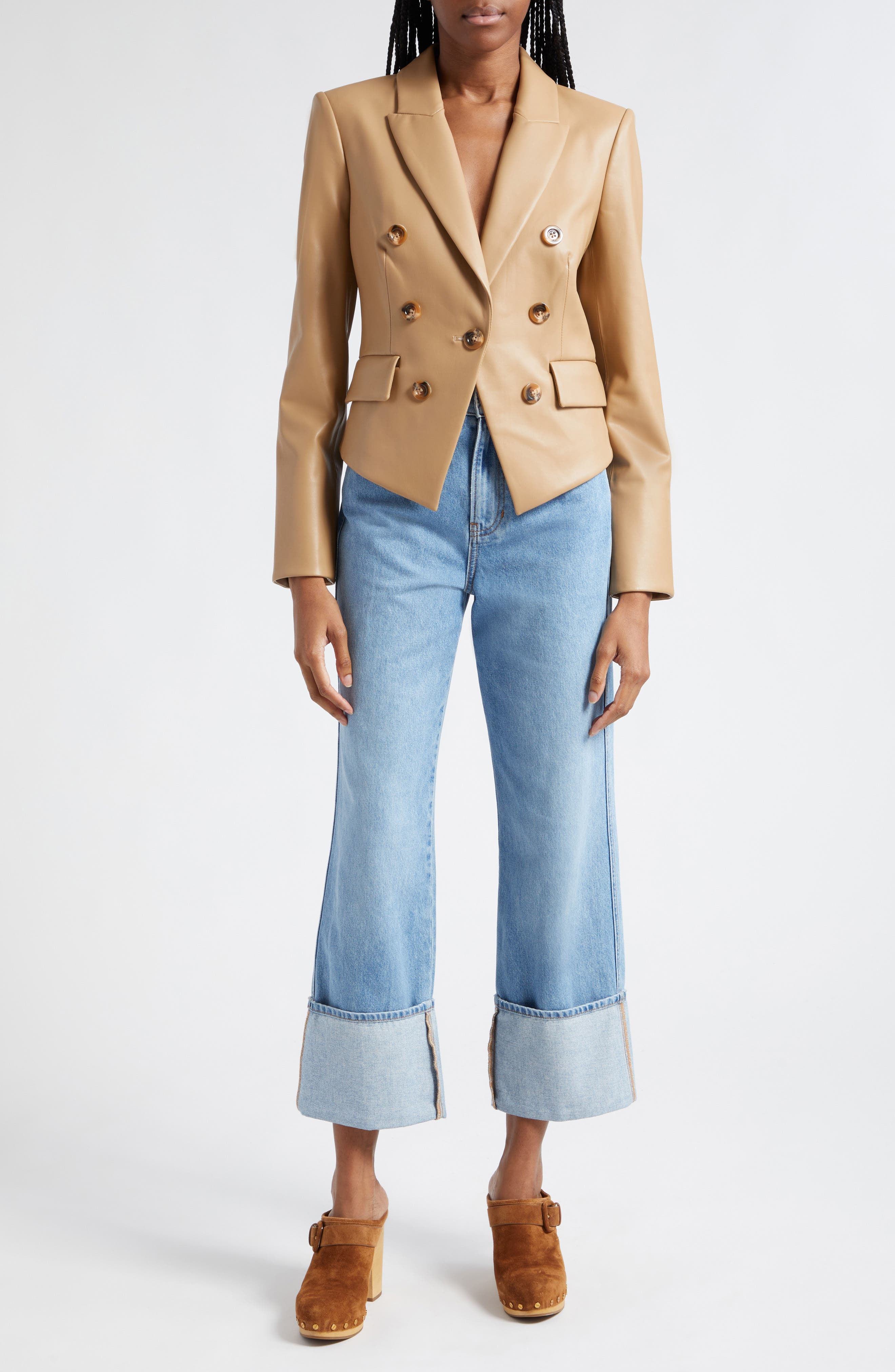 Dylan Cuffed High Waist Relaxed Straight Leg Jeans - image 2