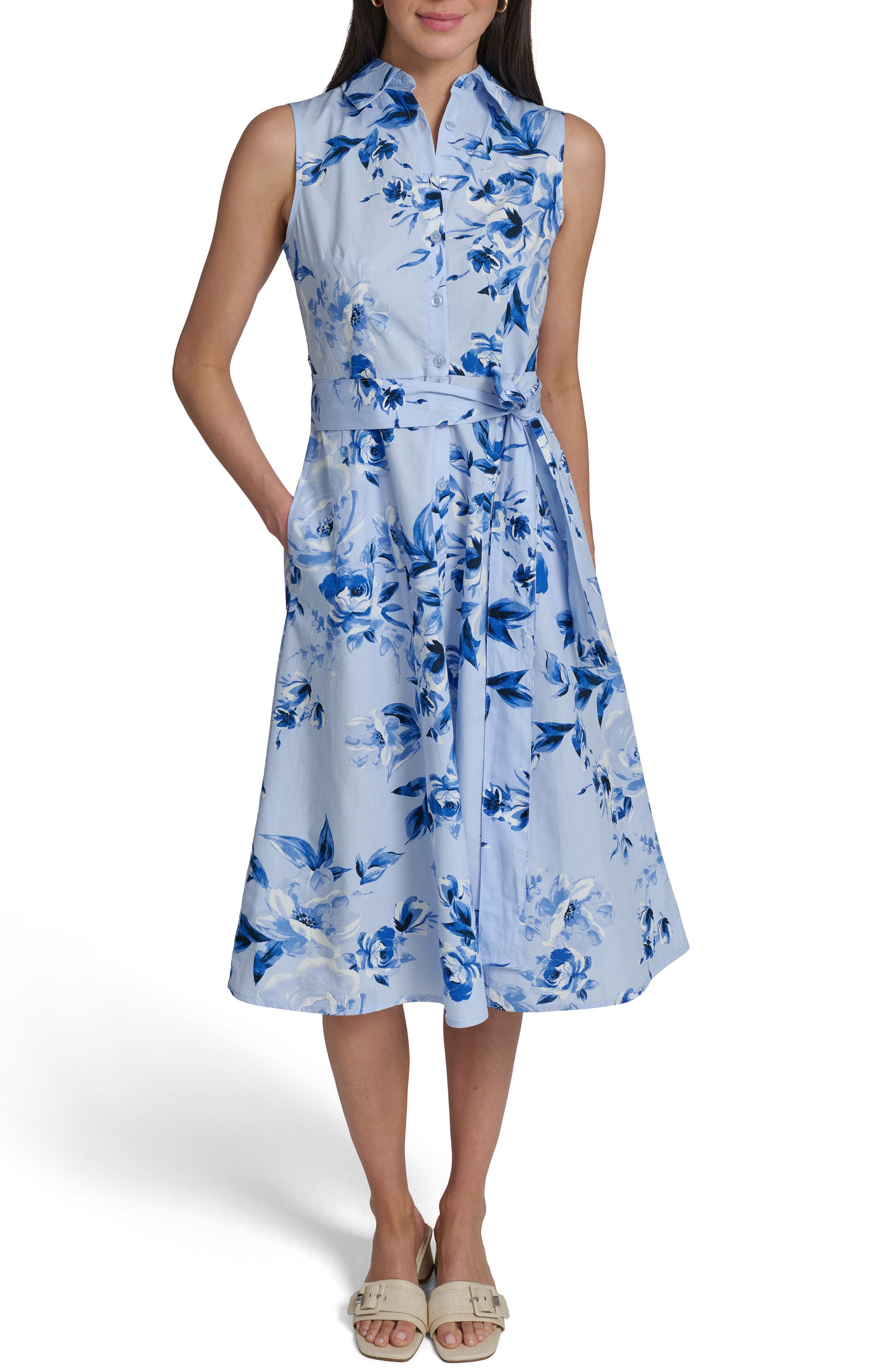 Sleeveless Cotton Shirtdress - image 1