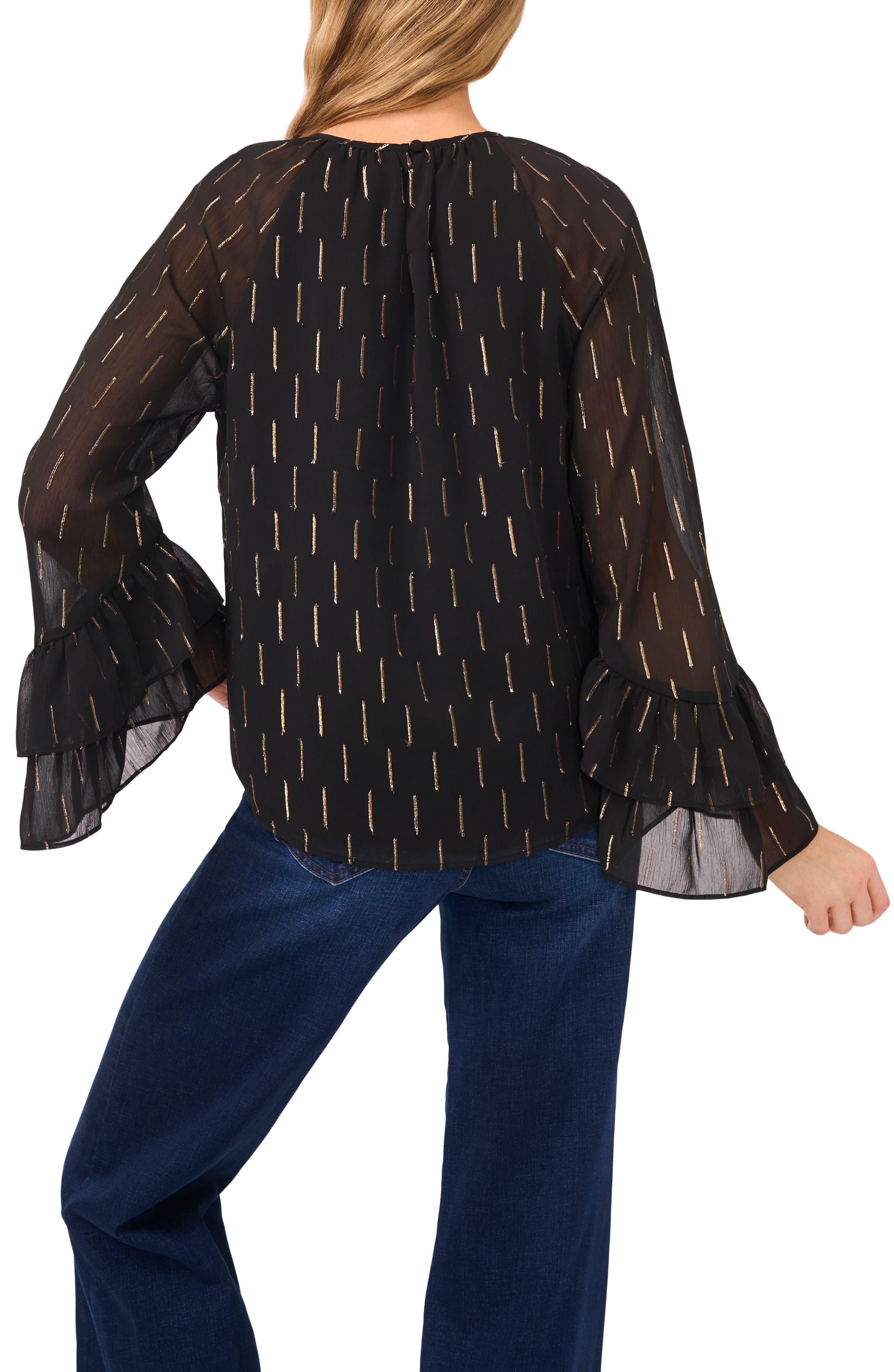 Metallic Tiered Sleeve Top - image 2