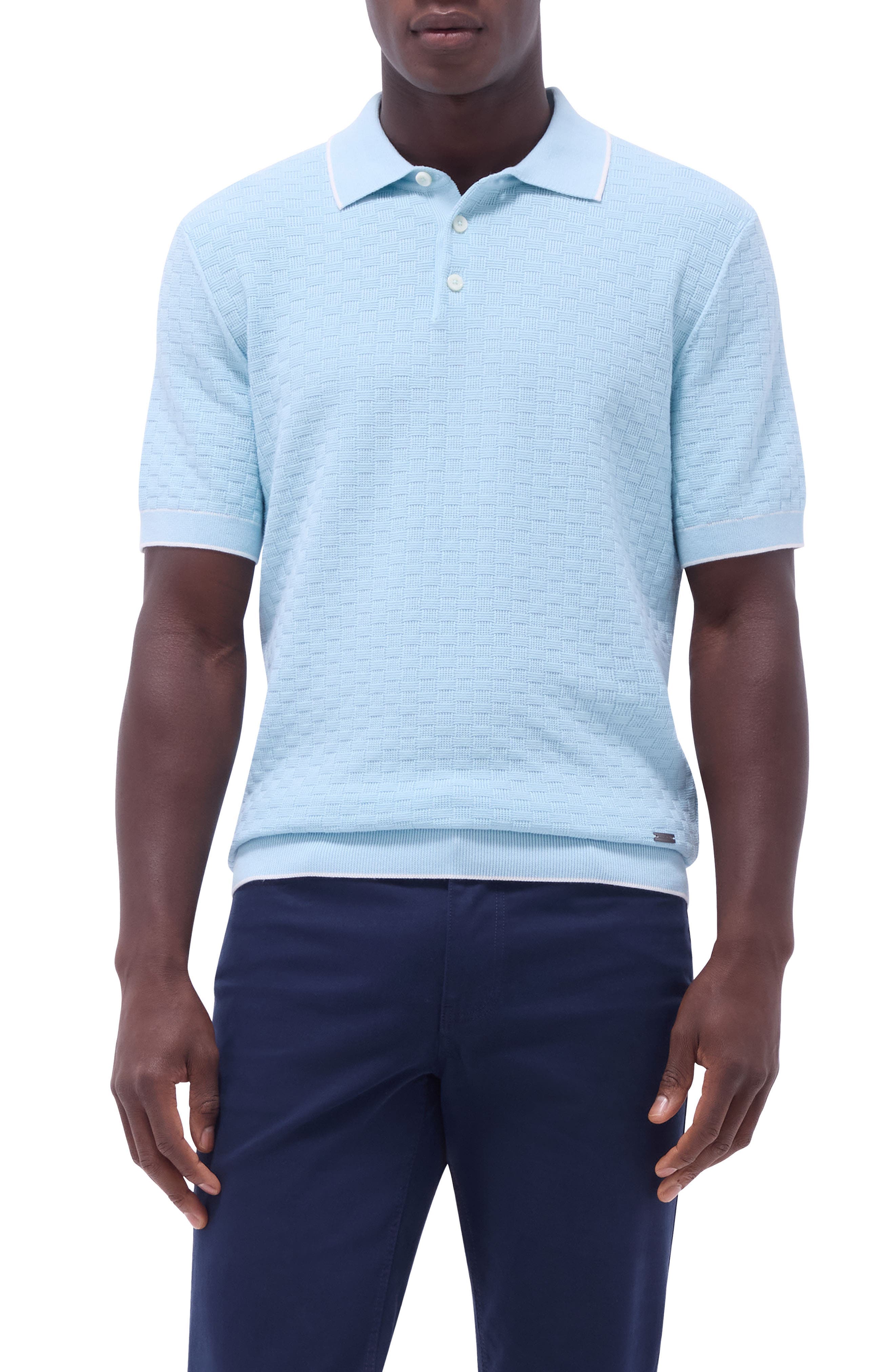 Tipped Contrast Collar Polo Sweater - image 1