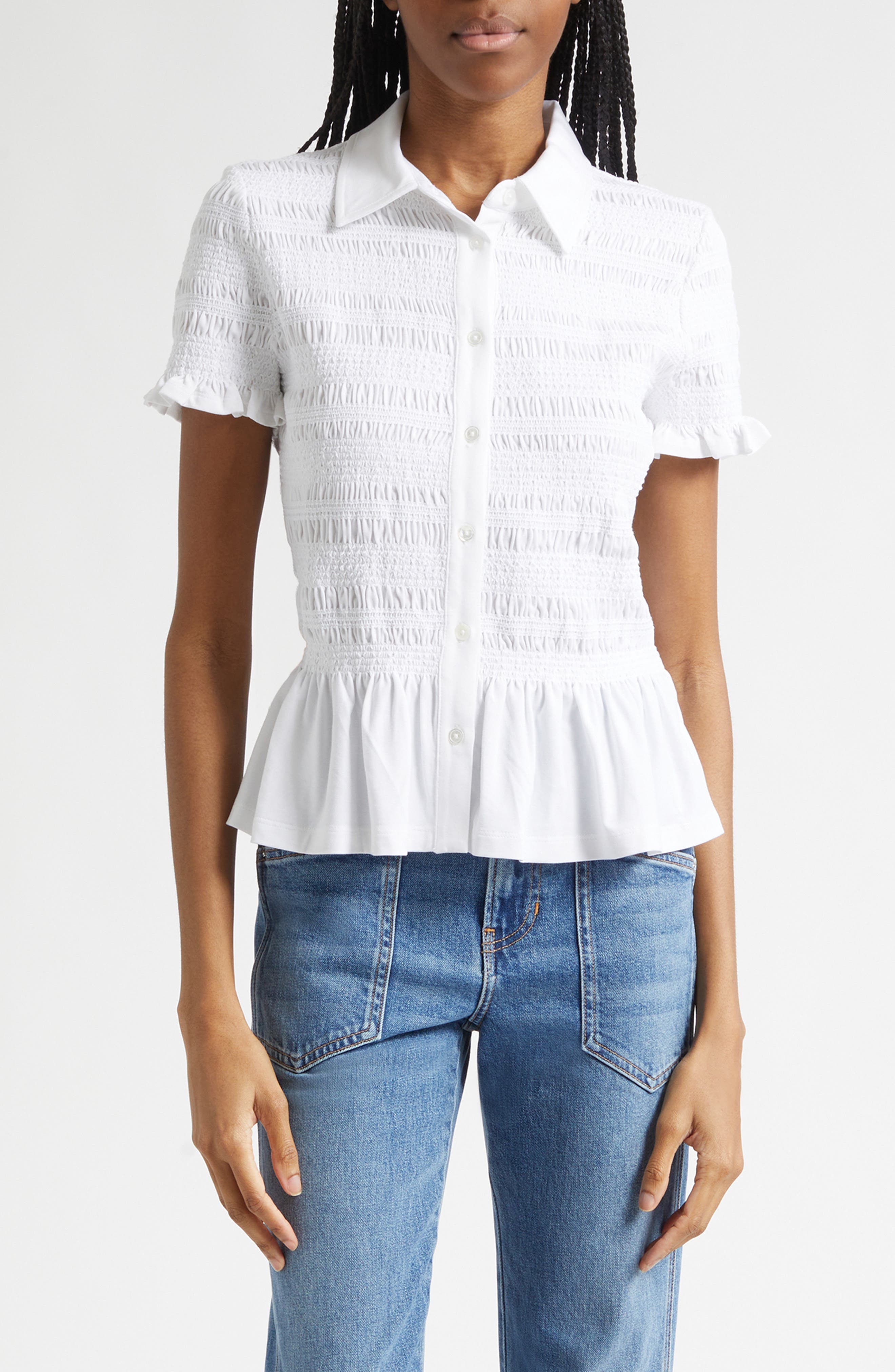 Ellisandra Shirred Peplum Top - image 1