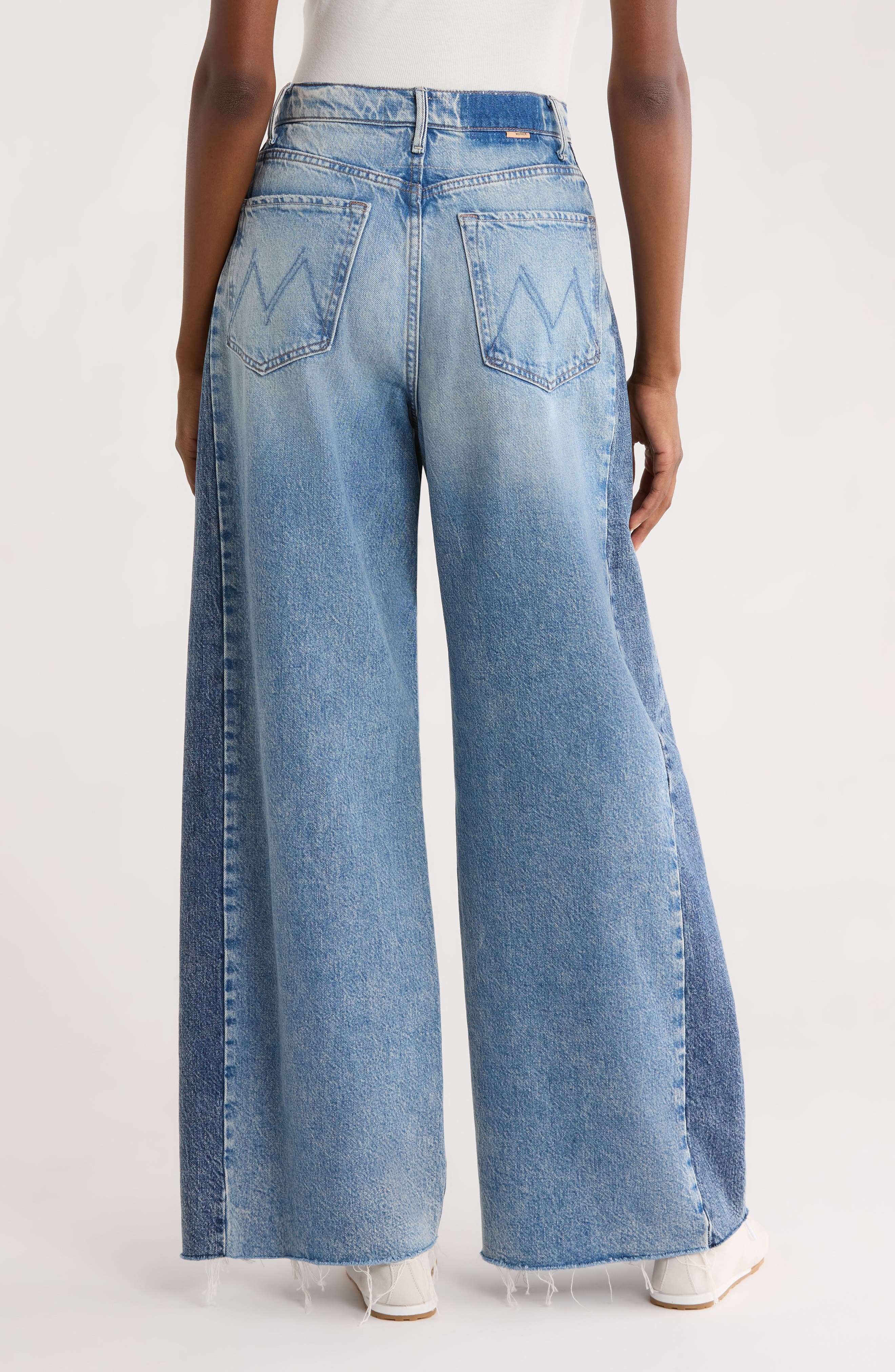 Pipe Dream Button Sneak High Waist Fray Hem Wide Leg Jeans - image 2