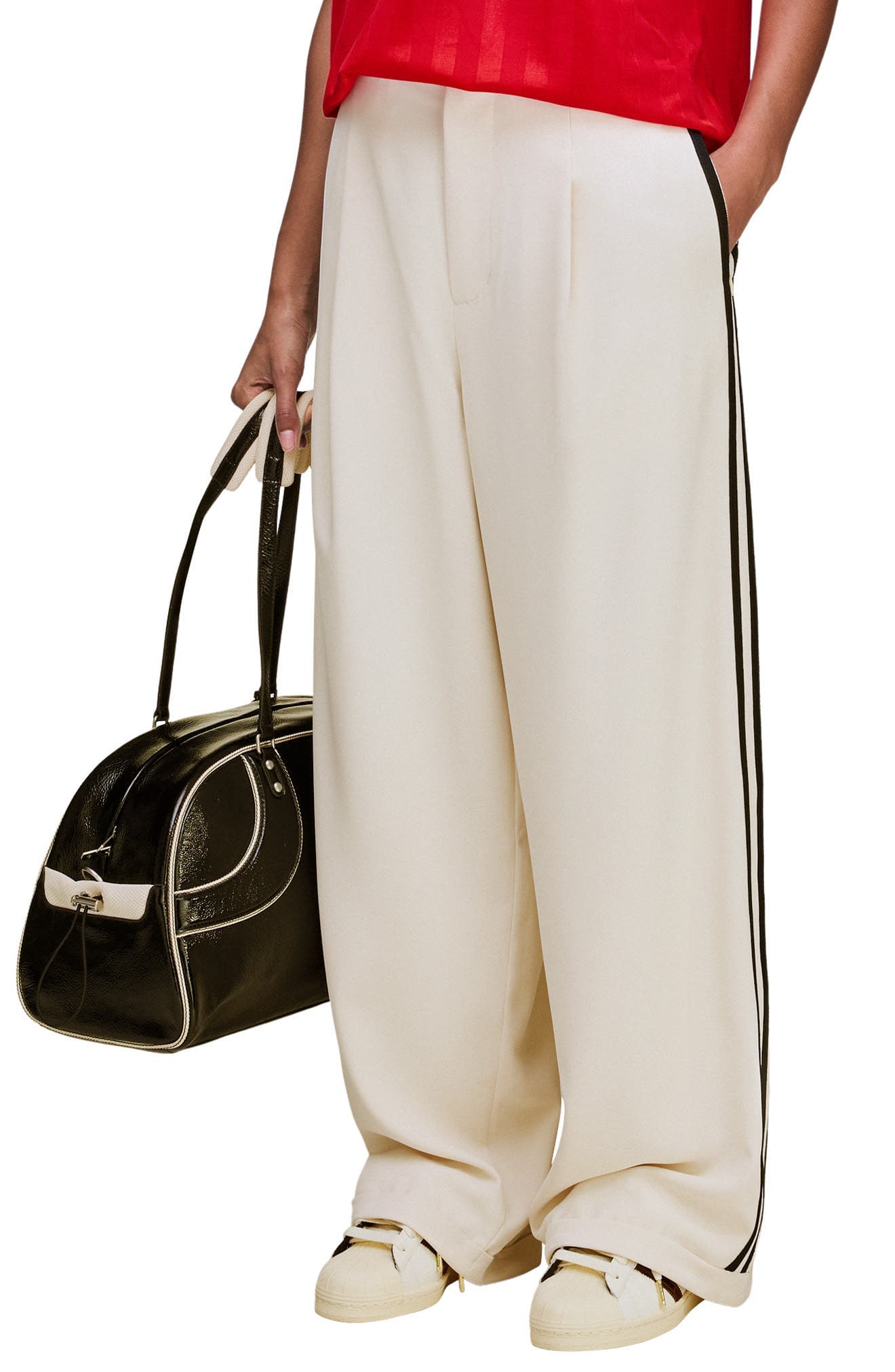 x Wales Bonner Pleated Wide Leg Woven Track Pants - image 1