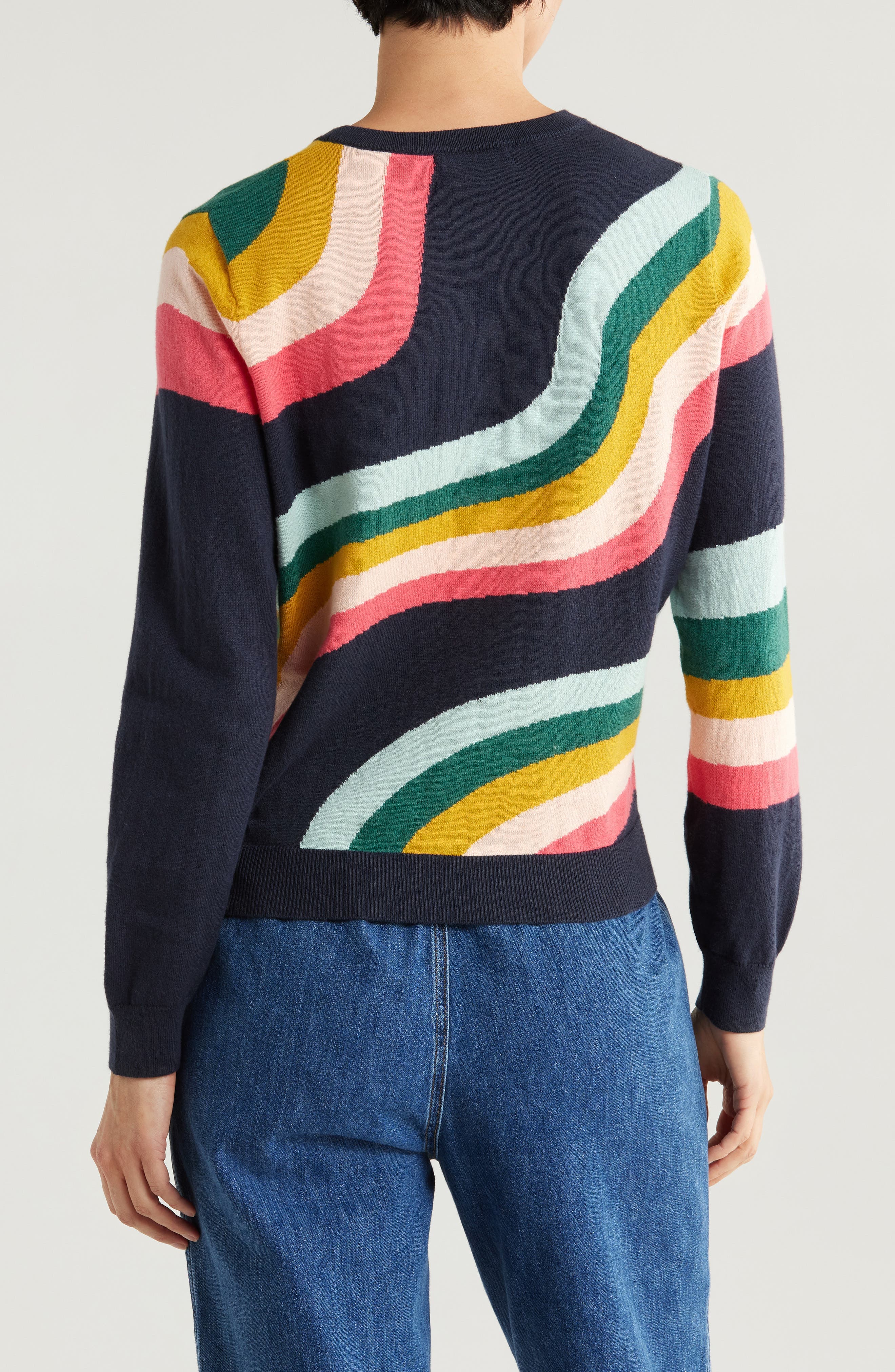 Icon Rainbow Swirl Print Cotton Sweater - image 2