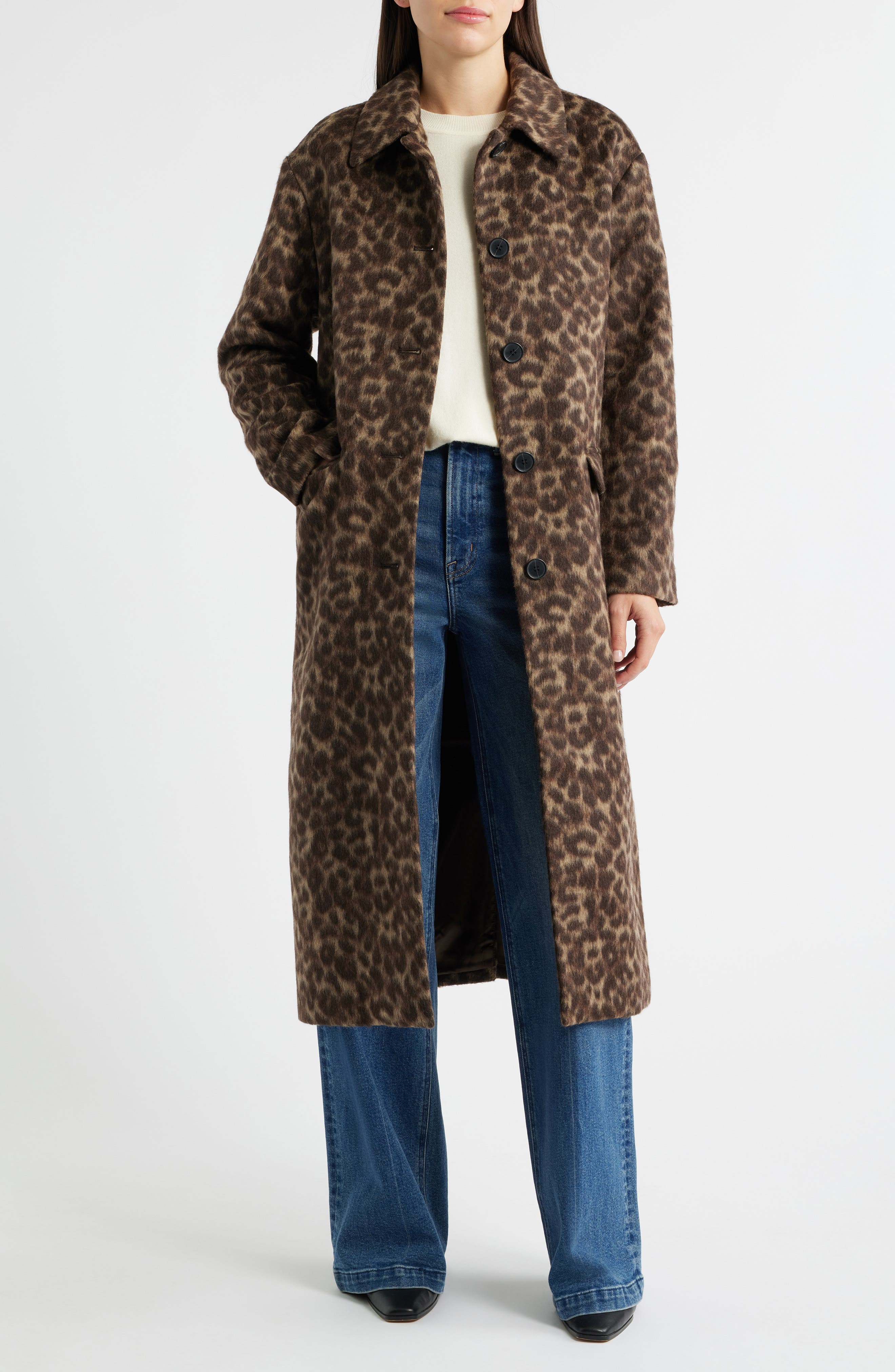 Single Breasted Leopard Print Trench Coat - image 1