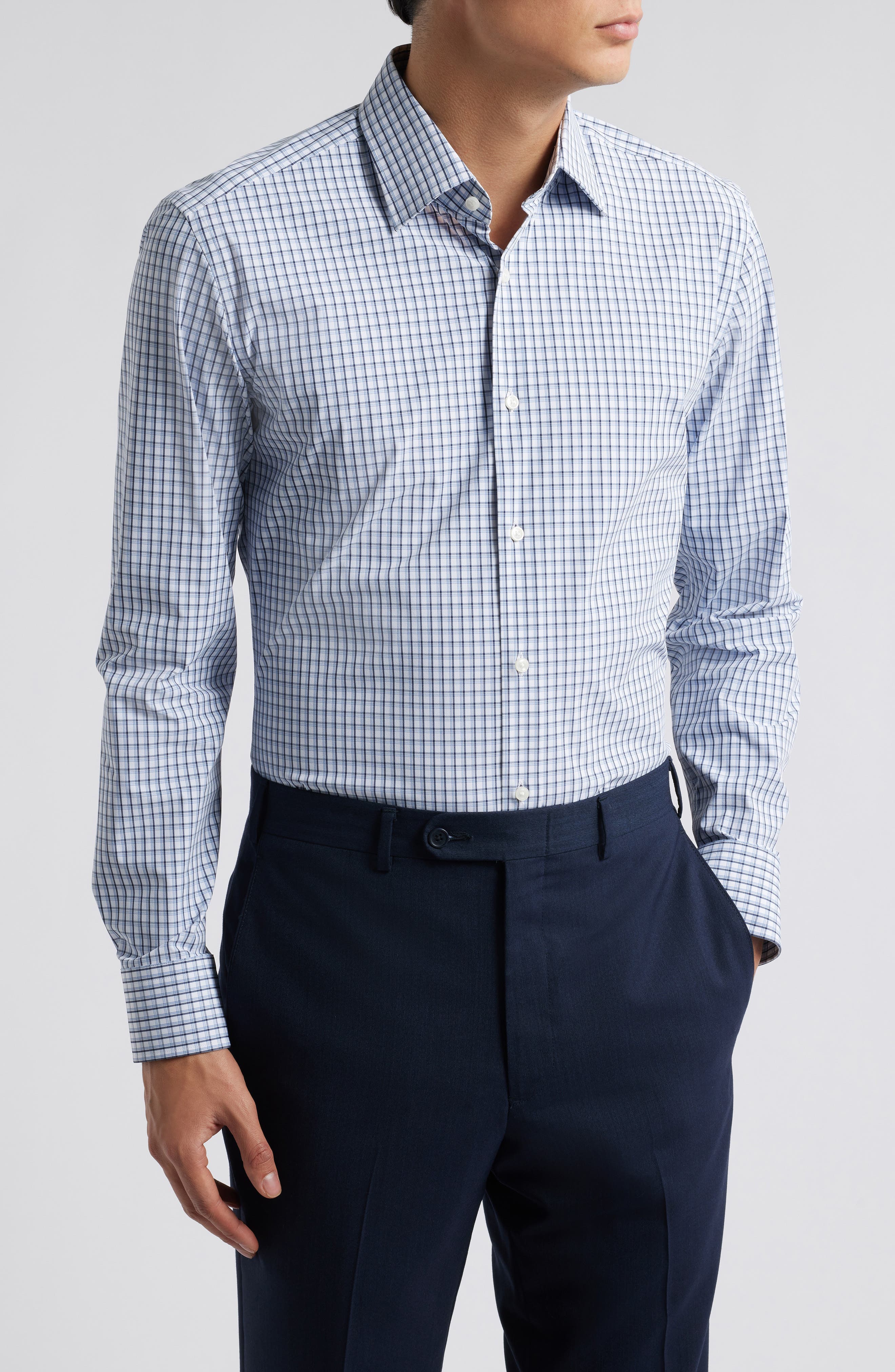 Hank Kent Slim Fit Performance Stretch Dress Shirt - image 1