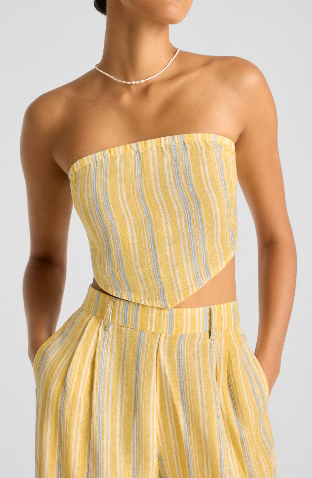 Joni Stripe Strapless Crop Top - image 1