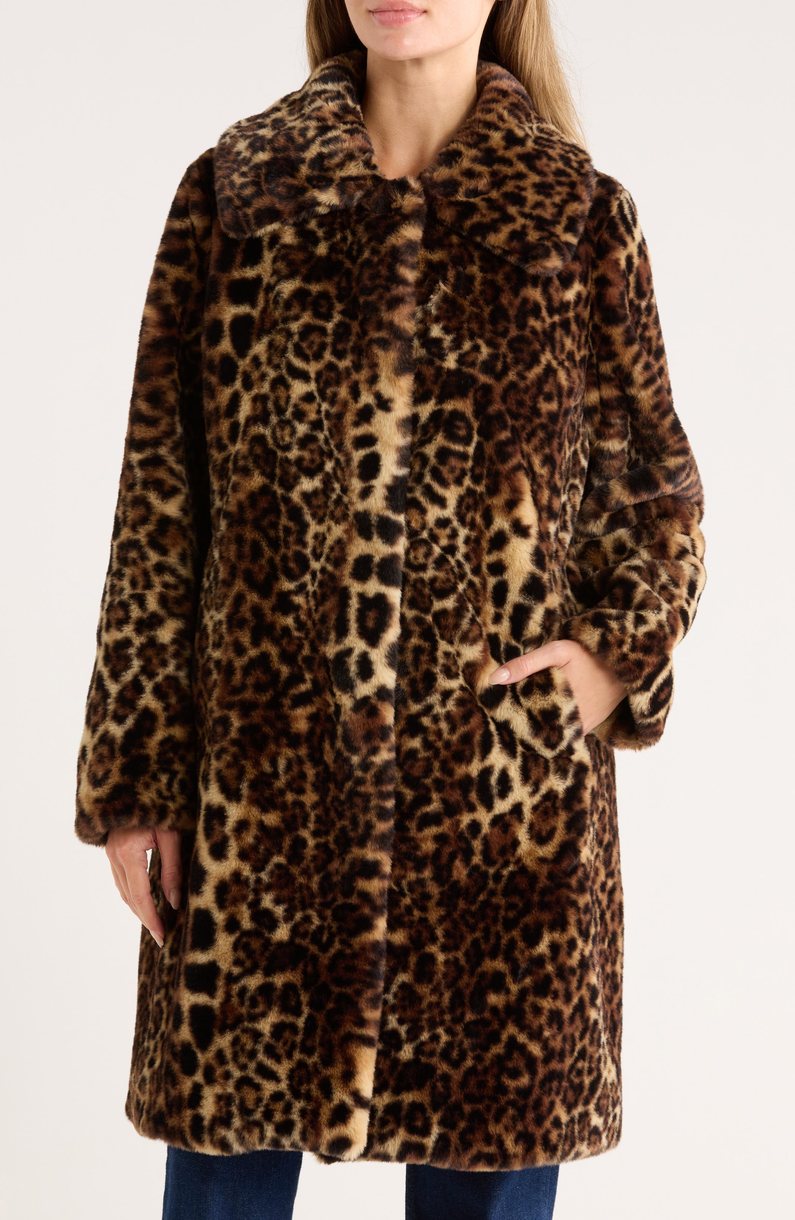 Leopard Print Faux Fur Coat - image 1