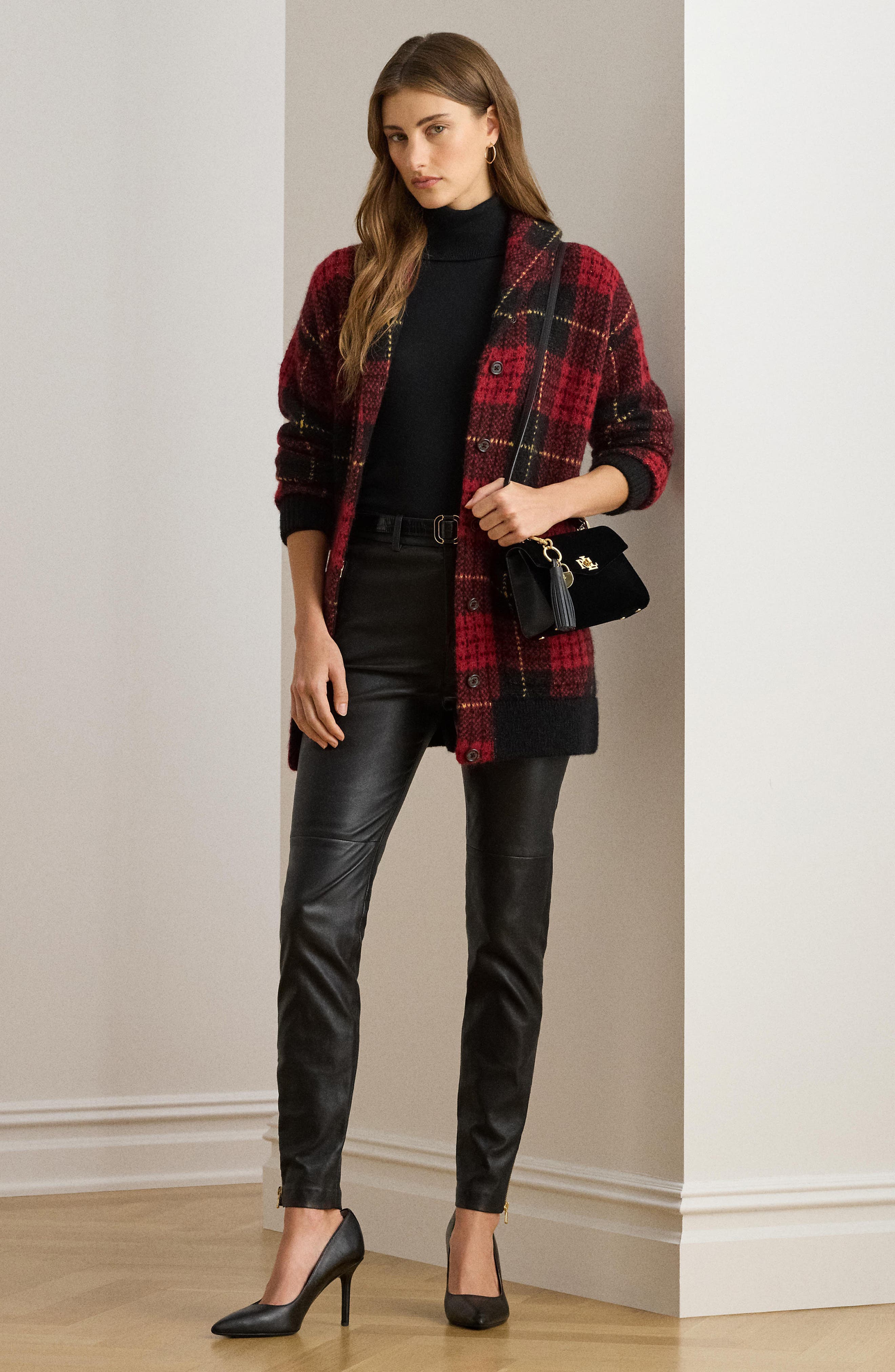 Belted High Waist Leather Ankle Slim Pants - image 2