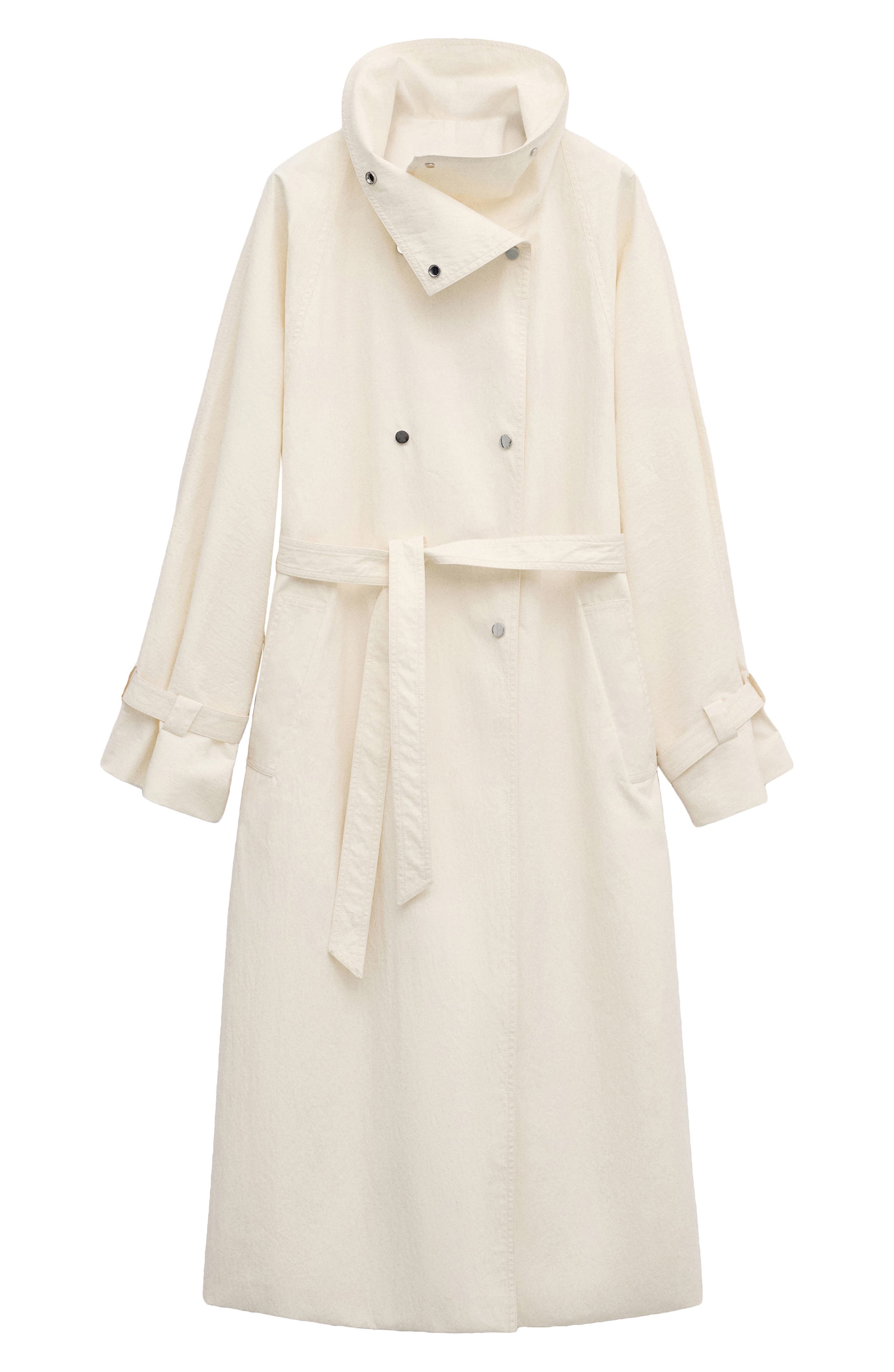 Funnel Neck Oversize Cotton Blend Trench Coat - image 1