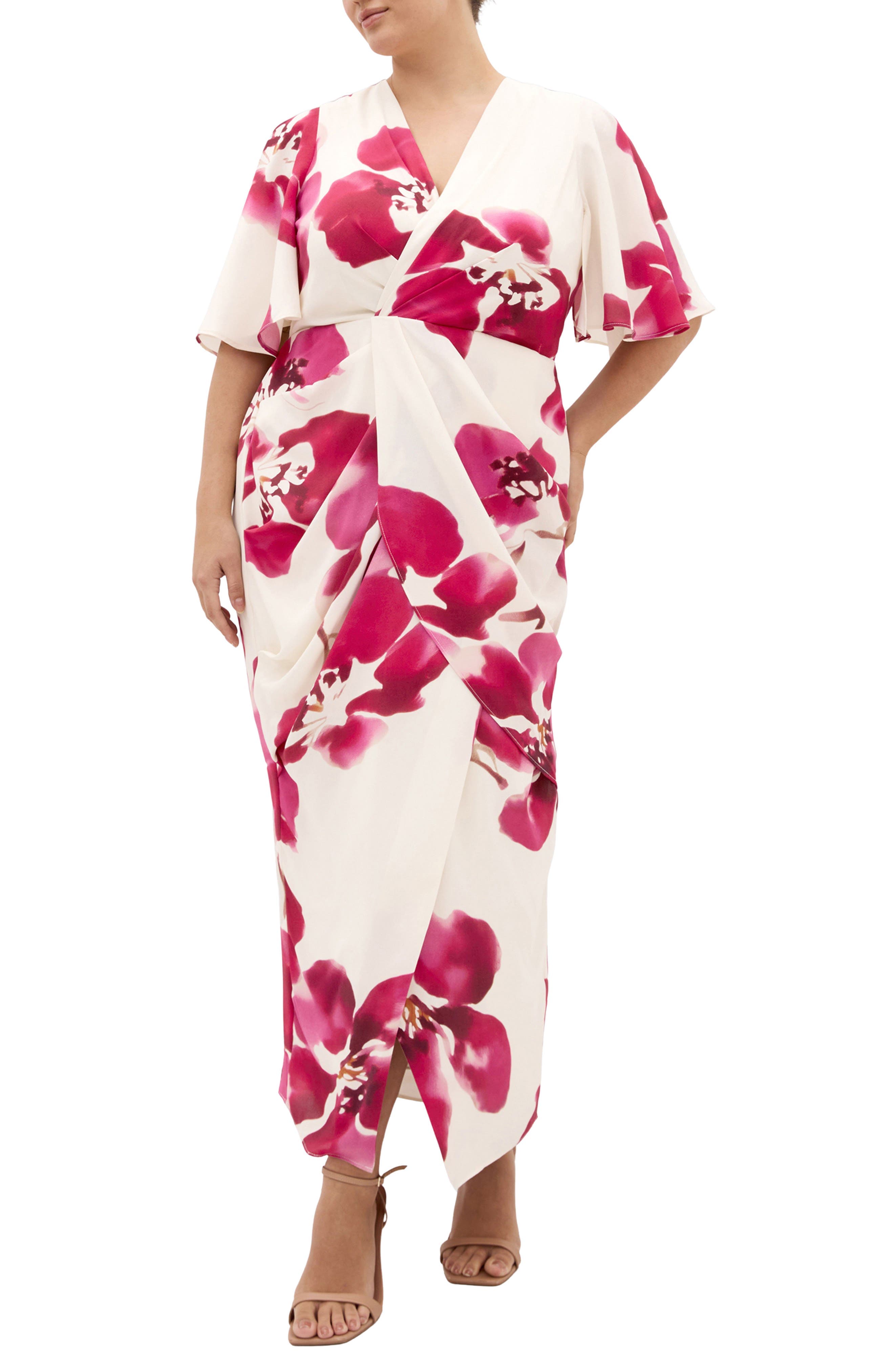 Braelynn Floral Flutter Sleeve Maxi Dress - image 1