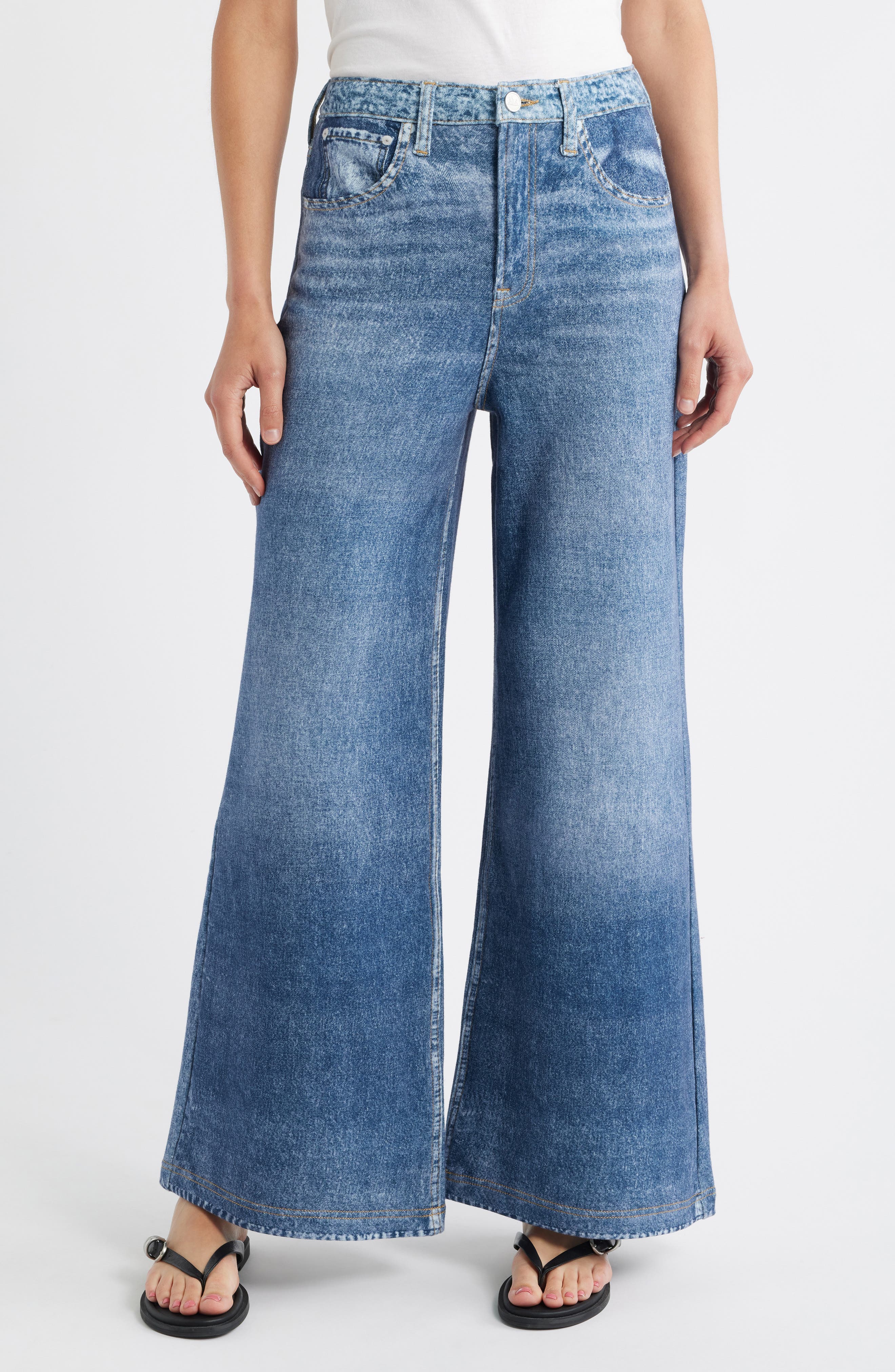 Wide Leg Cotton Terry Knit Jeans - image 1