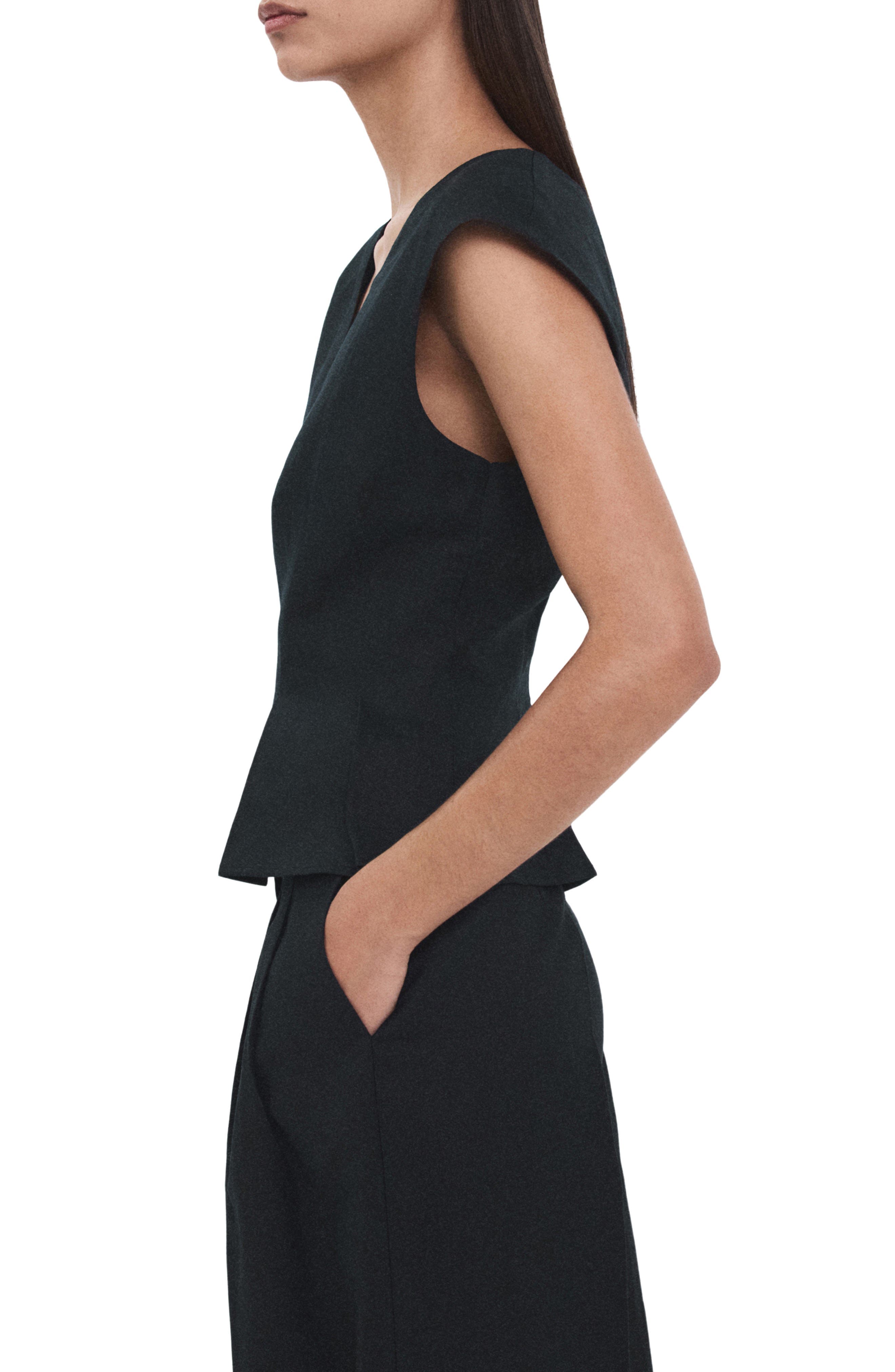 Pleated Peplum Linen Blend Top - image 1
