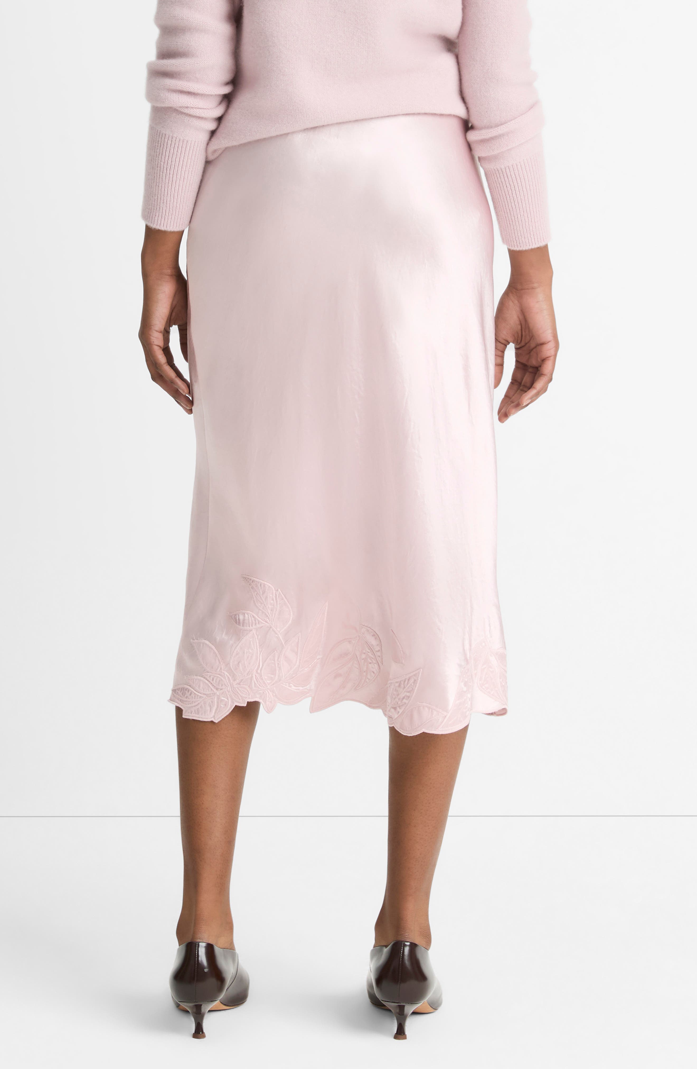 Asymmetric Hem Satin Slip Skirt - image 2
