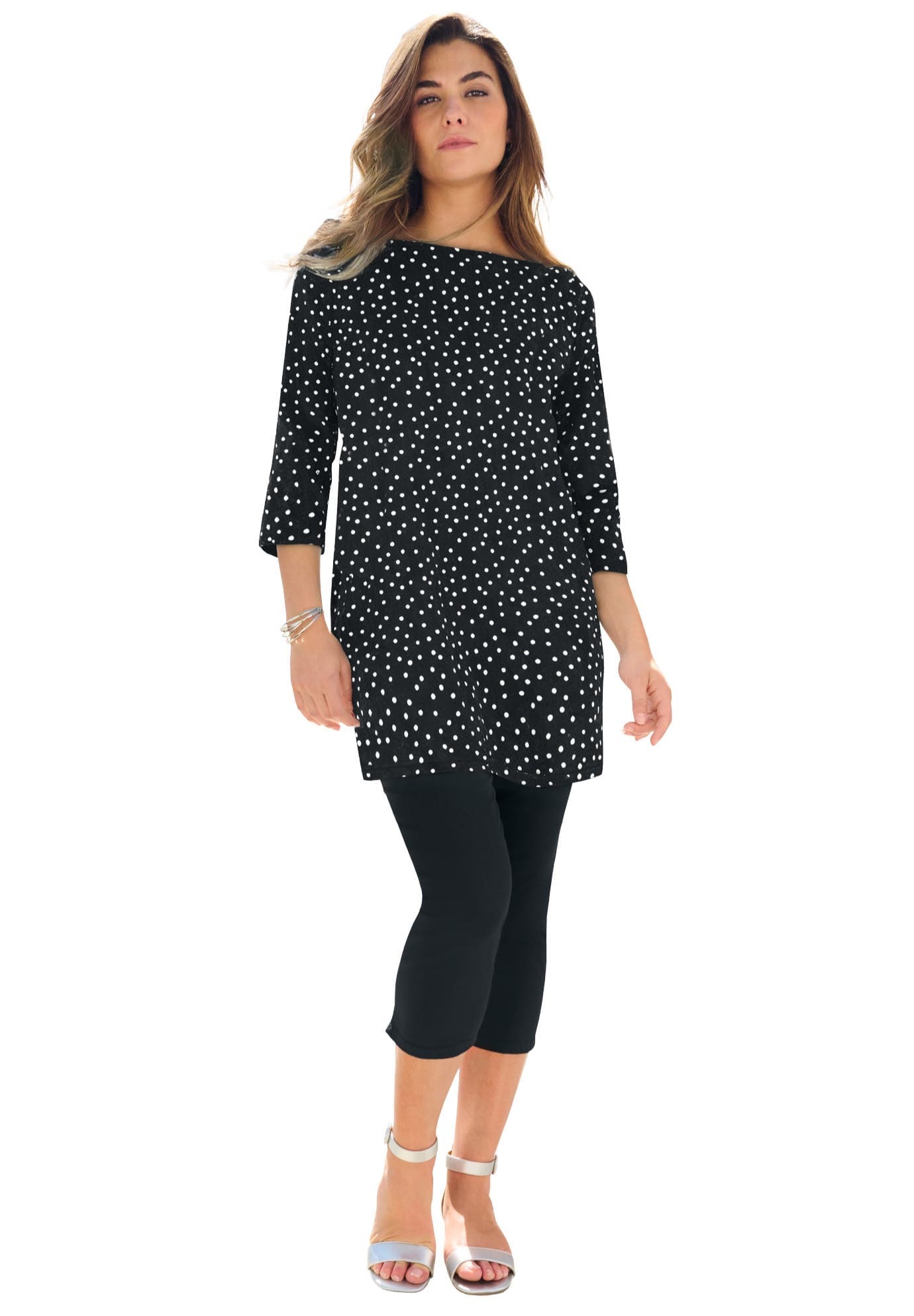 Plus Size Cotton Ultimate Boatneck Tunic With Side Slits - image 1