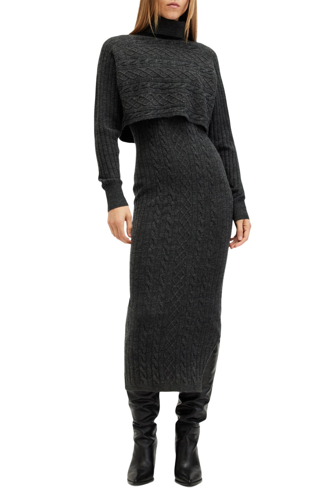 Muriel Cotton & Wool Blend Turtleneck Sweater & Dress Set - image 1