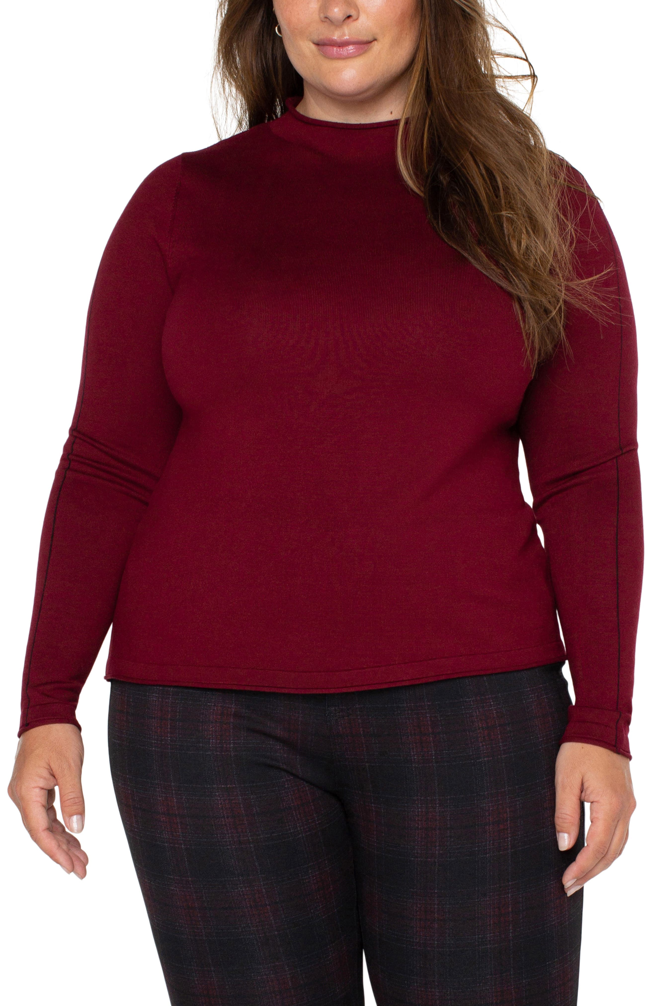 Mock Neck Roll Hem Sweater