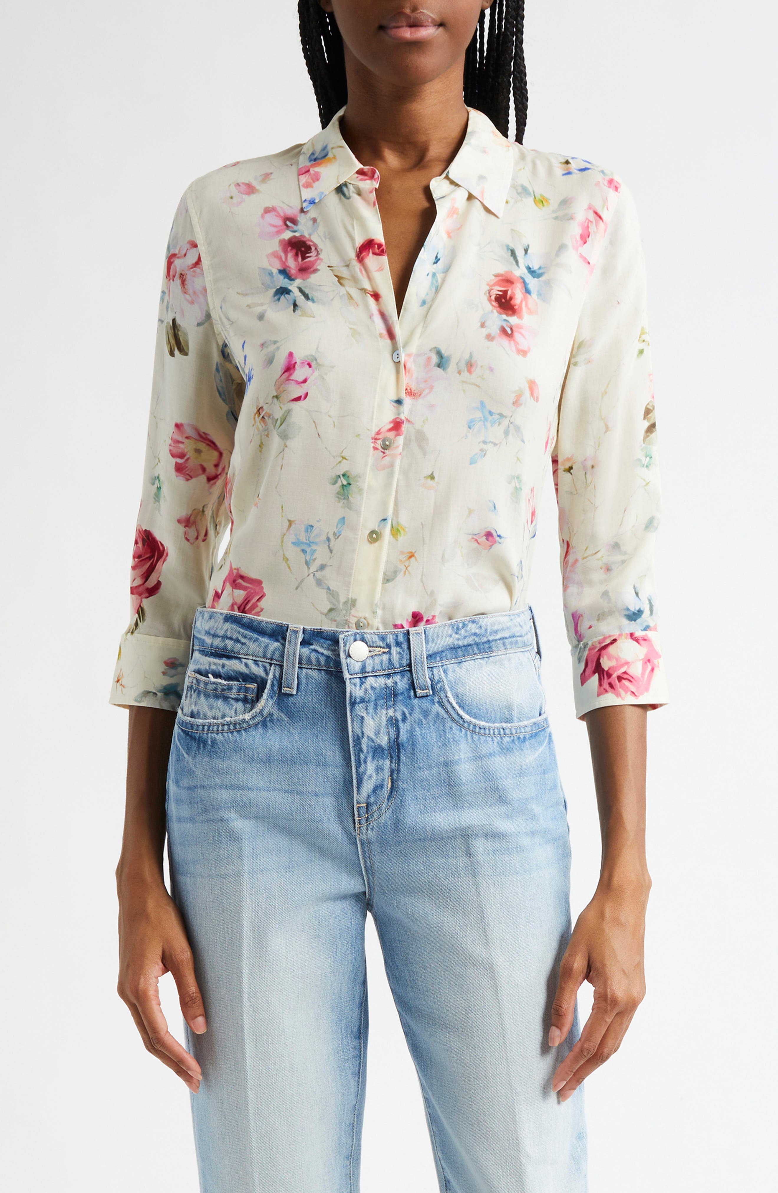 Camille Print Button-Up Shirt - image 1