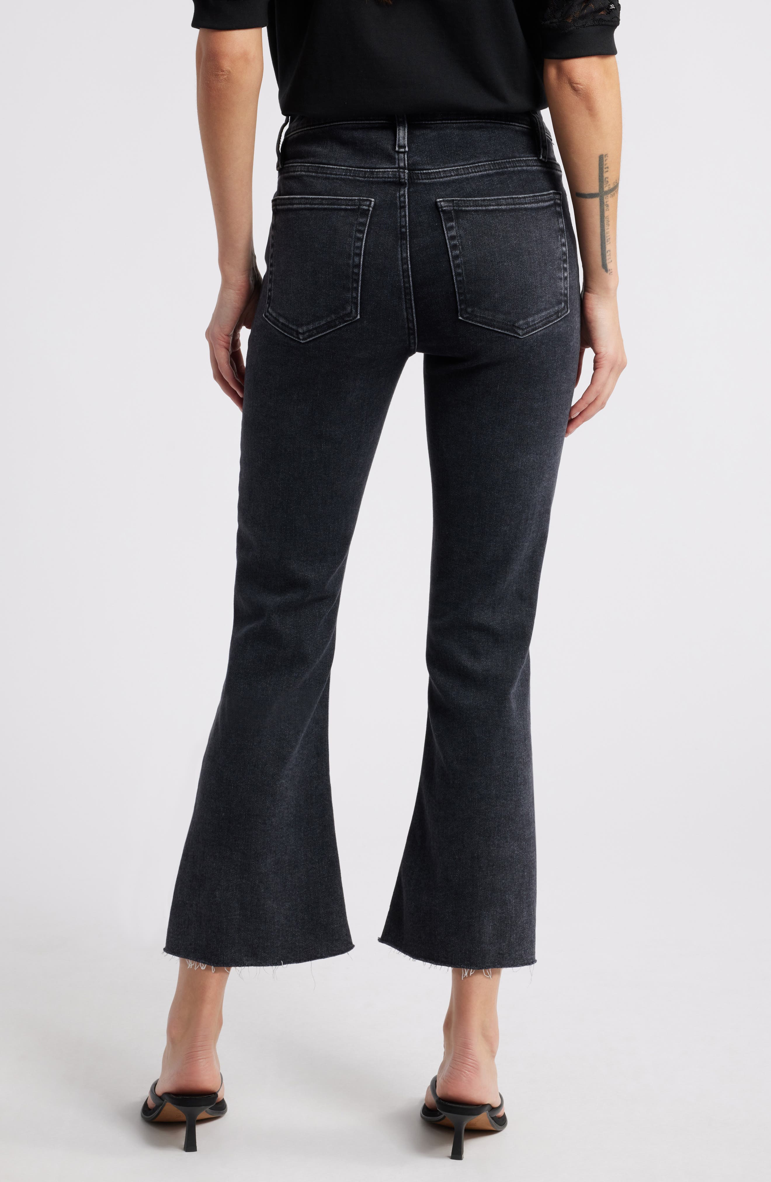 Le Crop High Waist Raw Hem Mini Bootcut Jeans - image 2