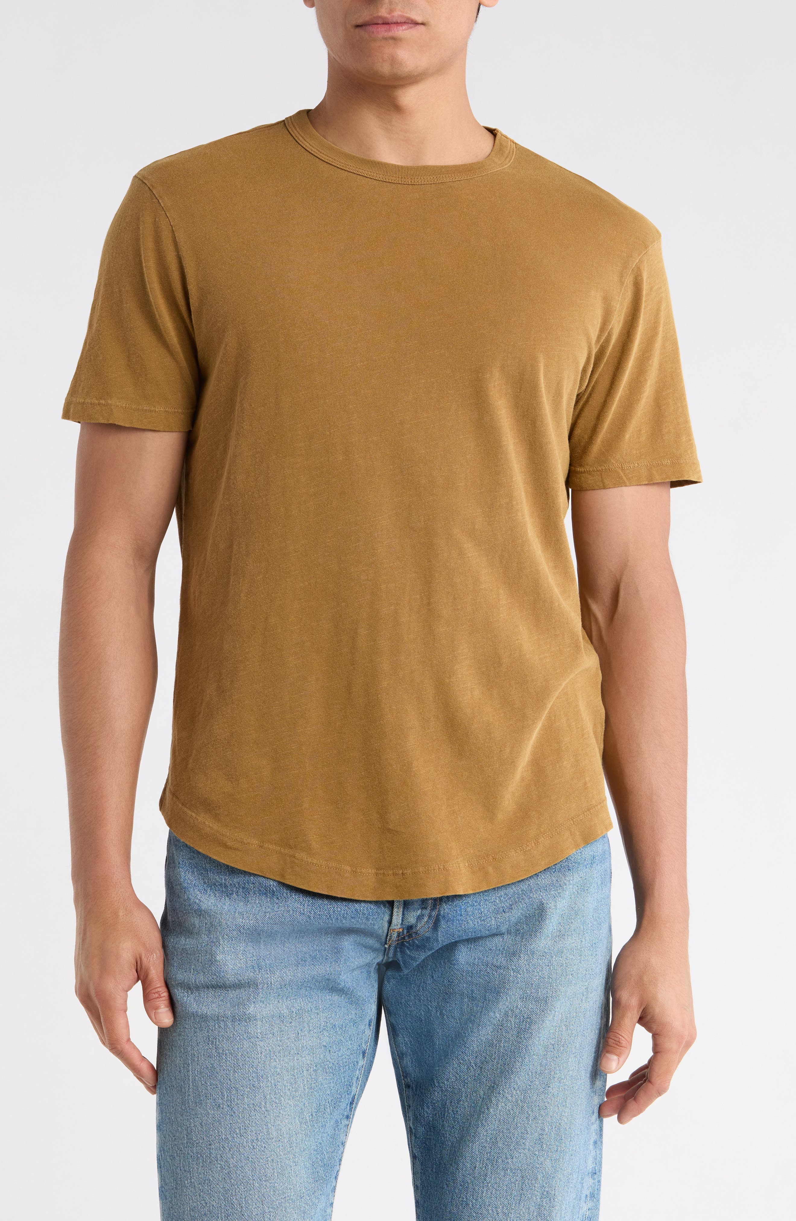 Cotton Curved Hem Knit T-Shirt - image 1
