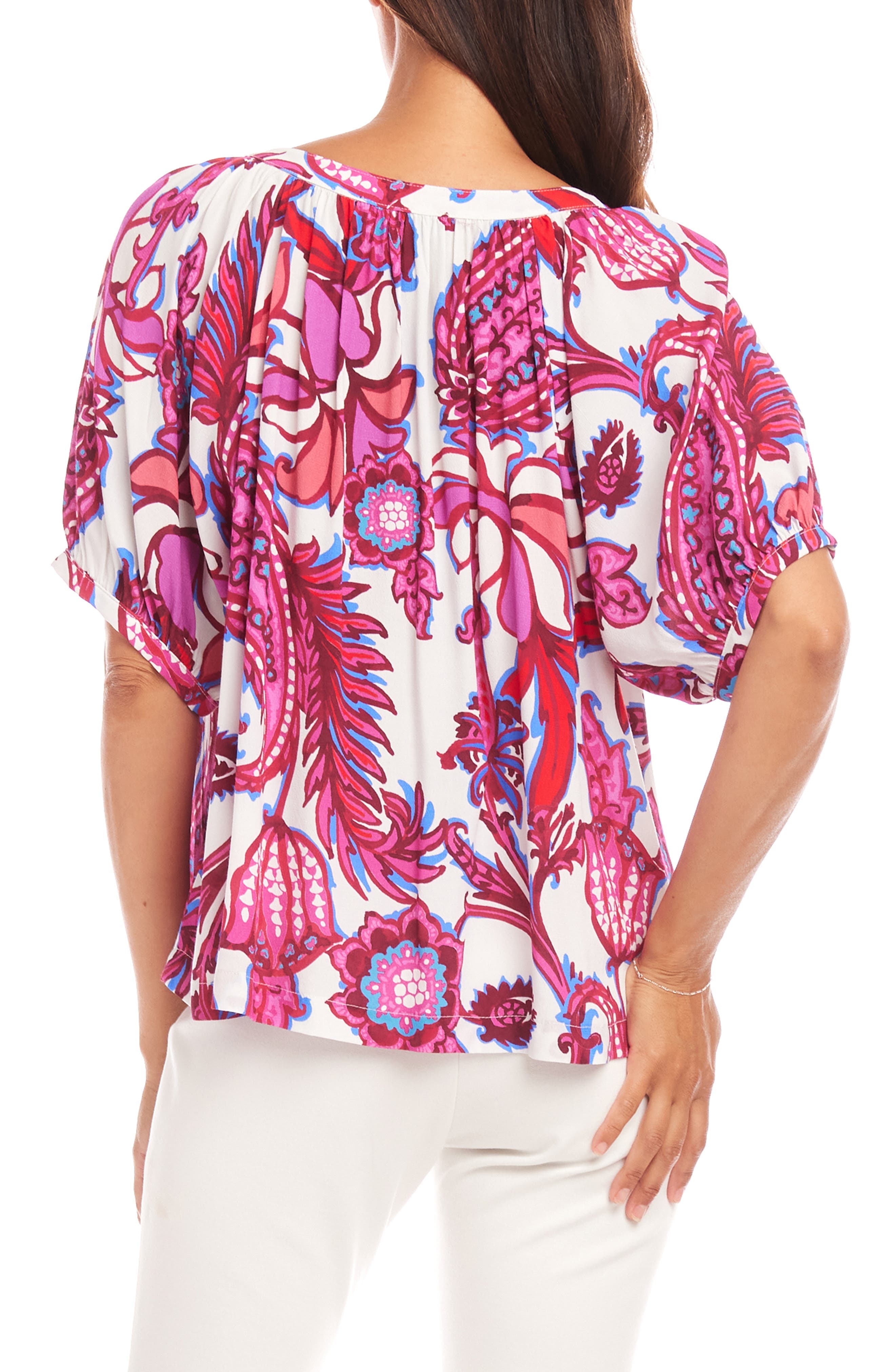 Floral Button-Up Peasant Top - image 2