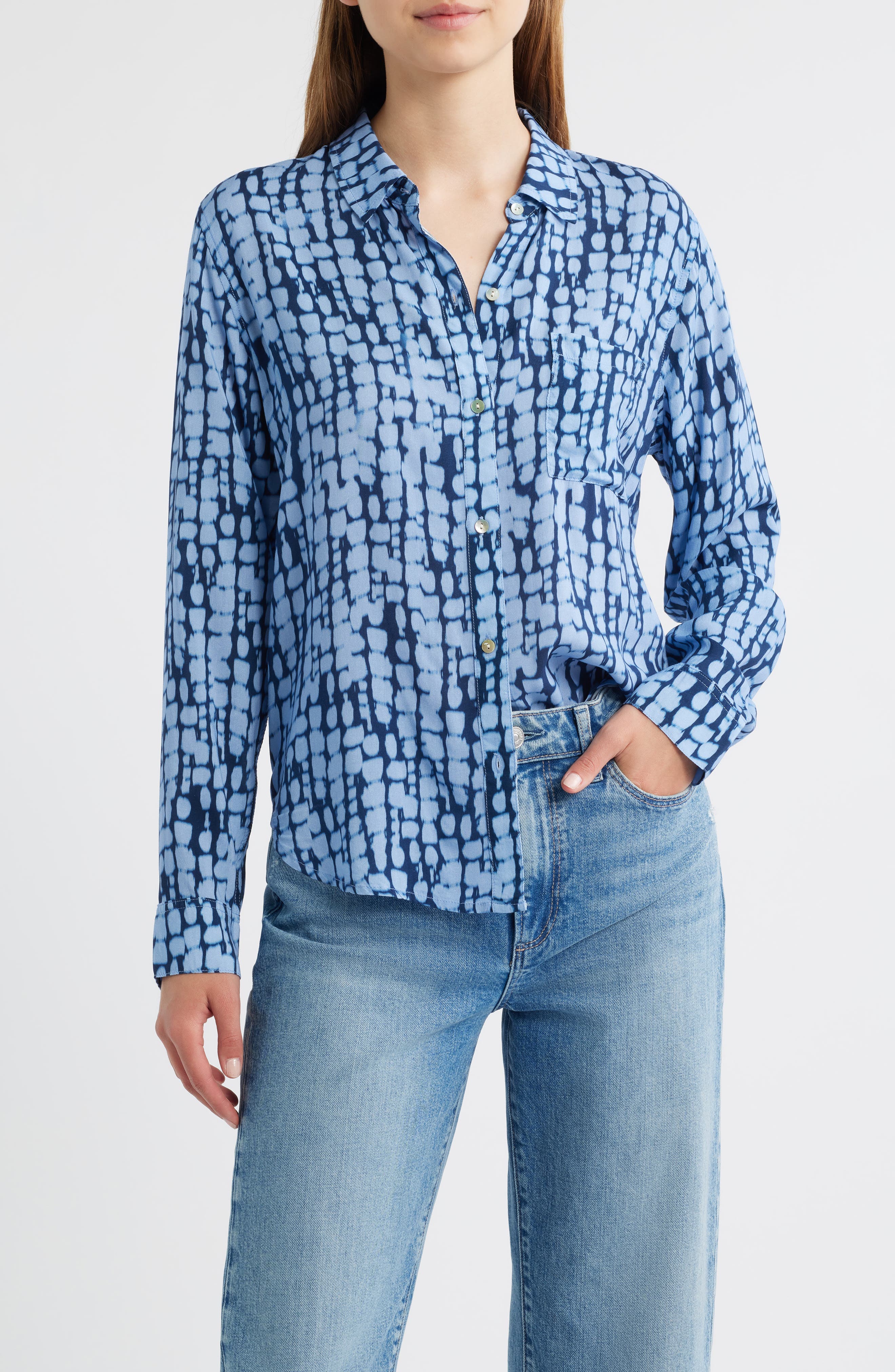 Josephine Ikat Print Button-Up Shirt - image 1