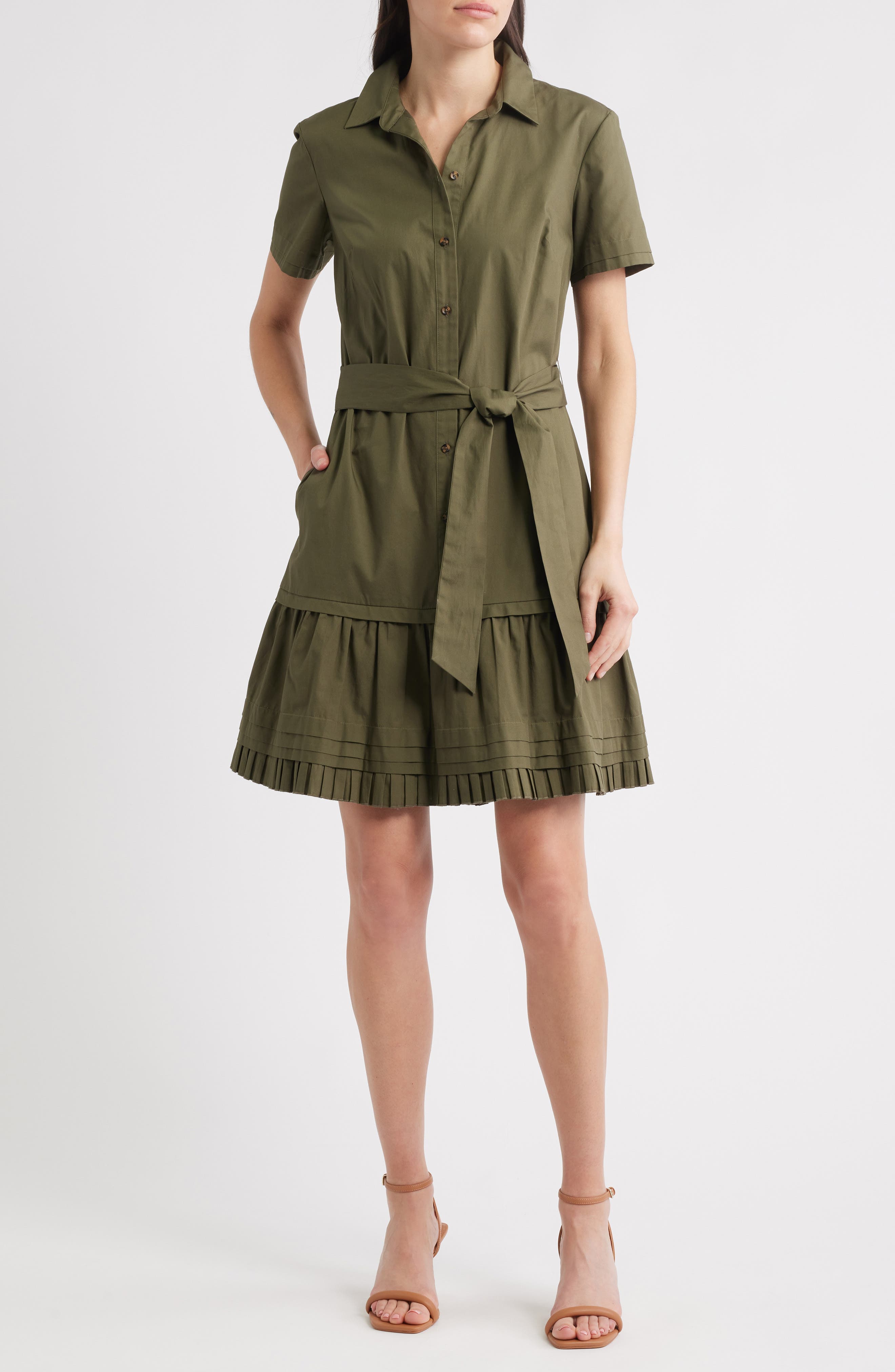 Short Sleeve Cotton Shirtdress - image 1