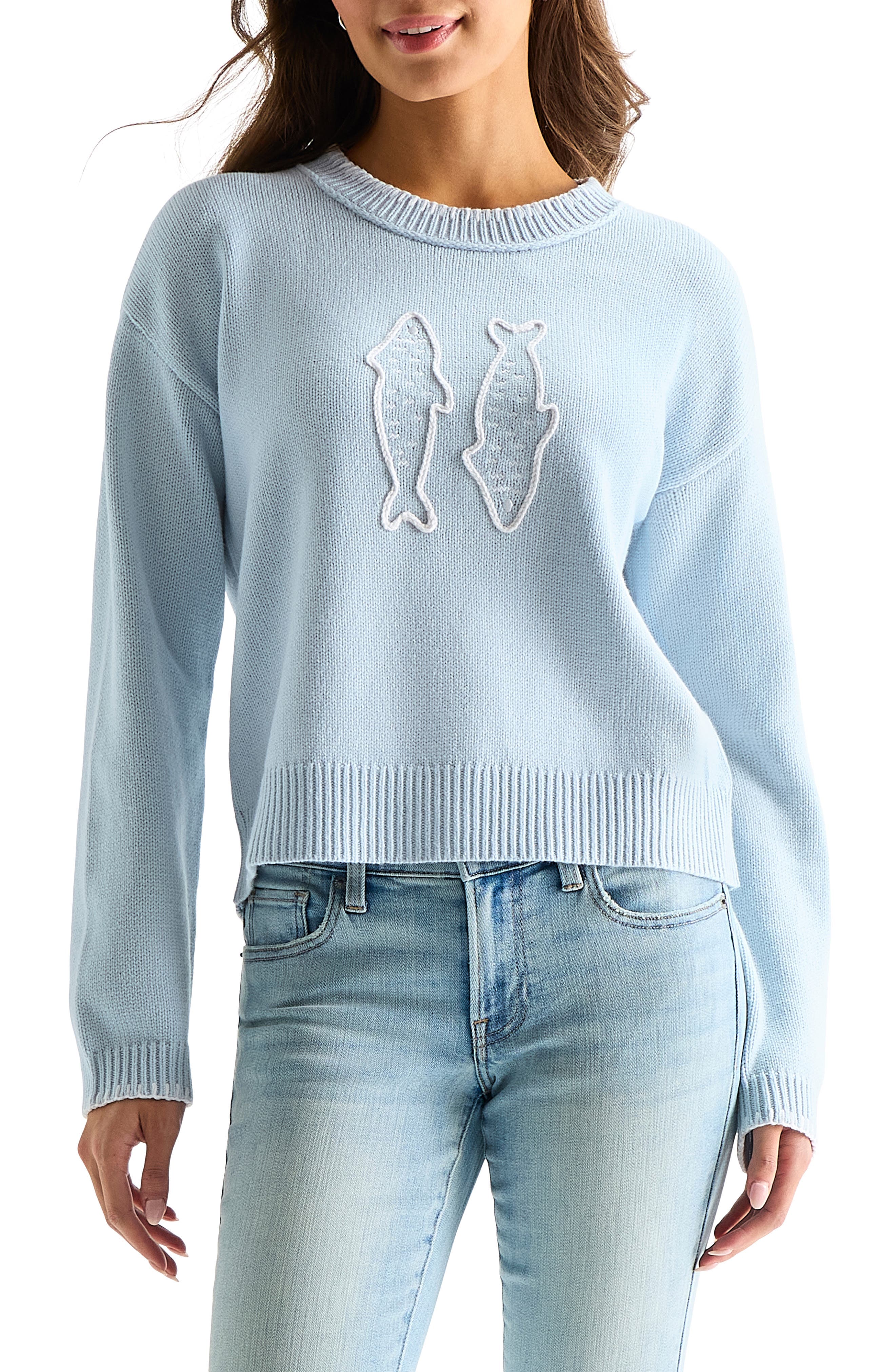 Embroidered Fish Sweater - image 1