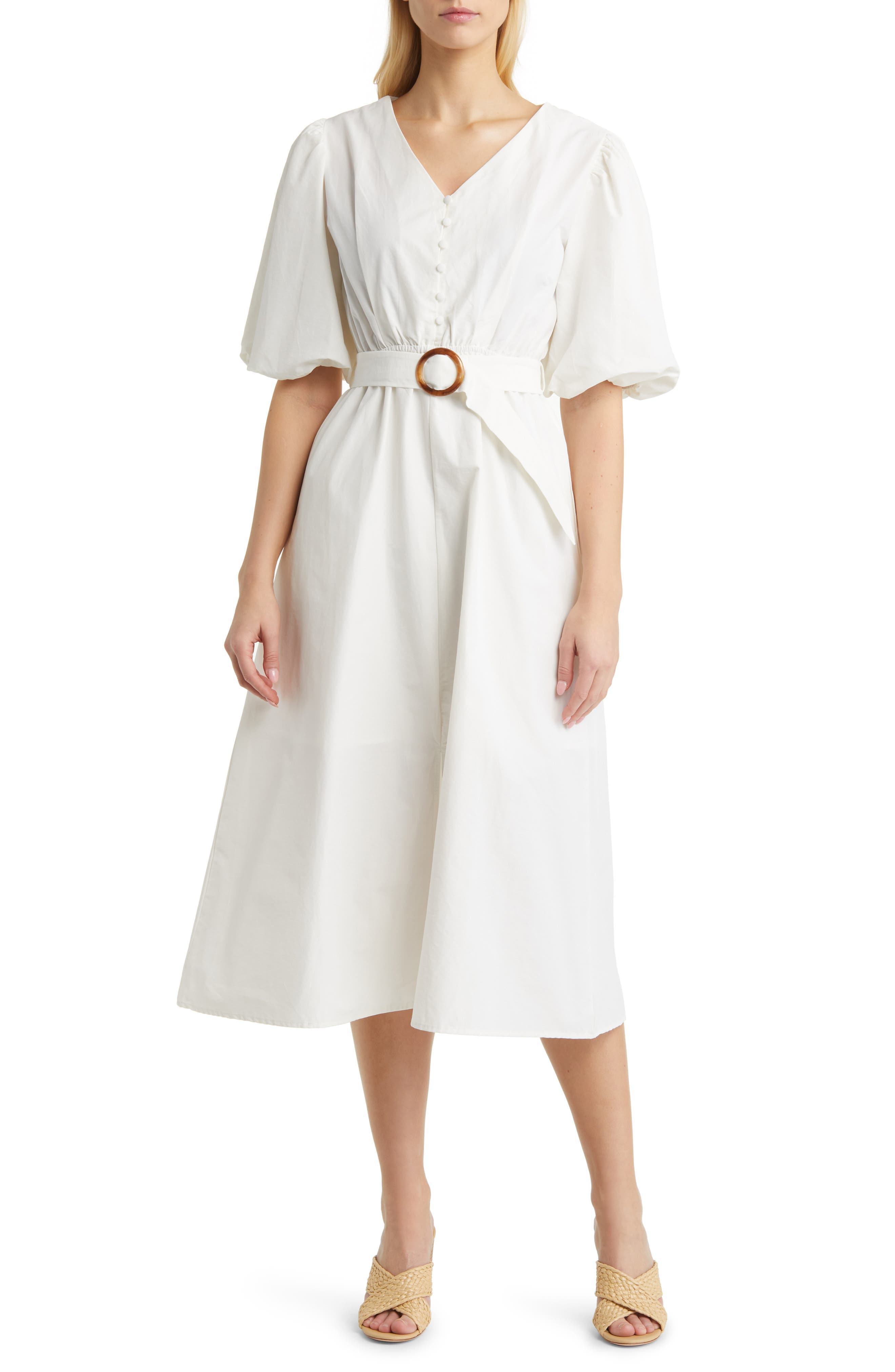 Balloon Sleeve Midi Dress - image 1