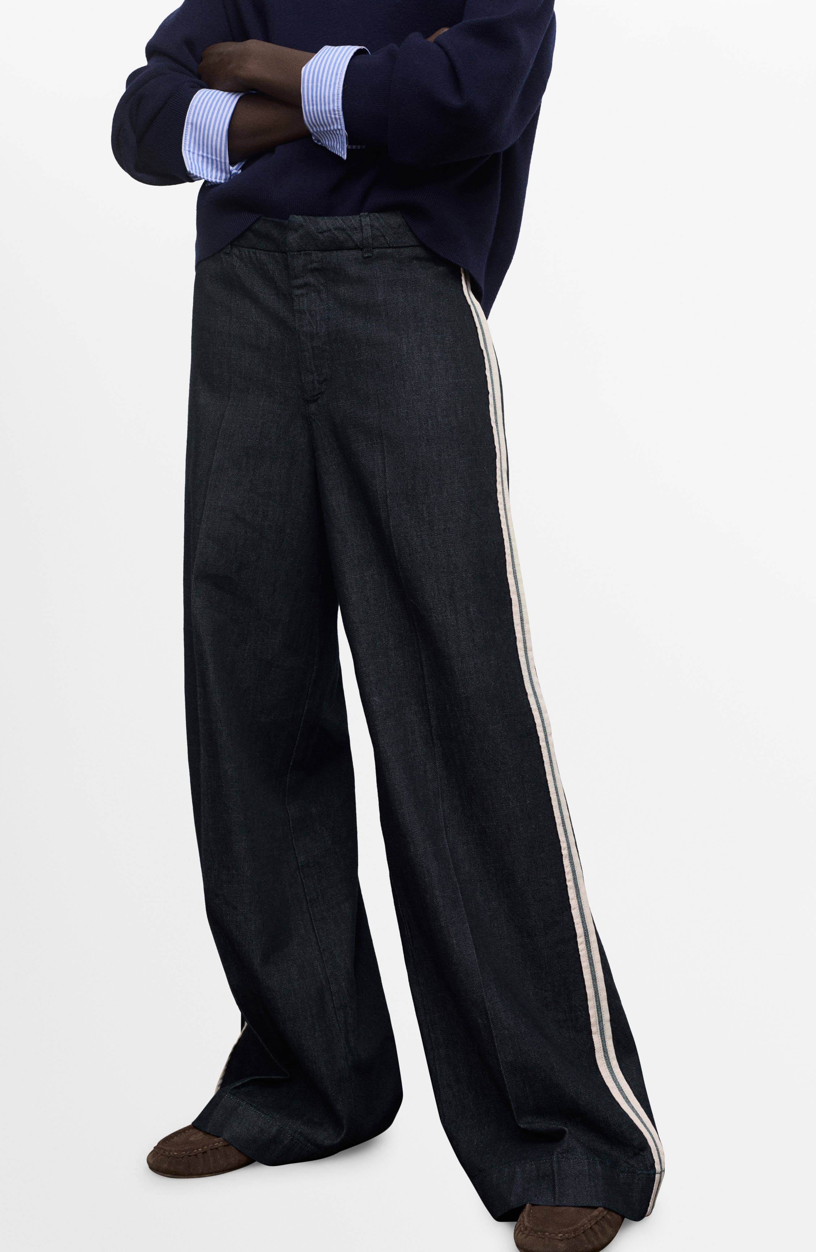 Side Stripe Wide Leg Jeans - image 1