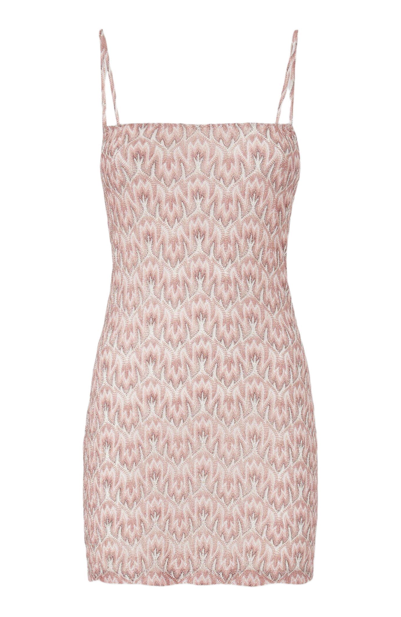 Mini Cover-up Dress In Lame Viscose With Foliage Motif - image 2