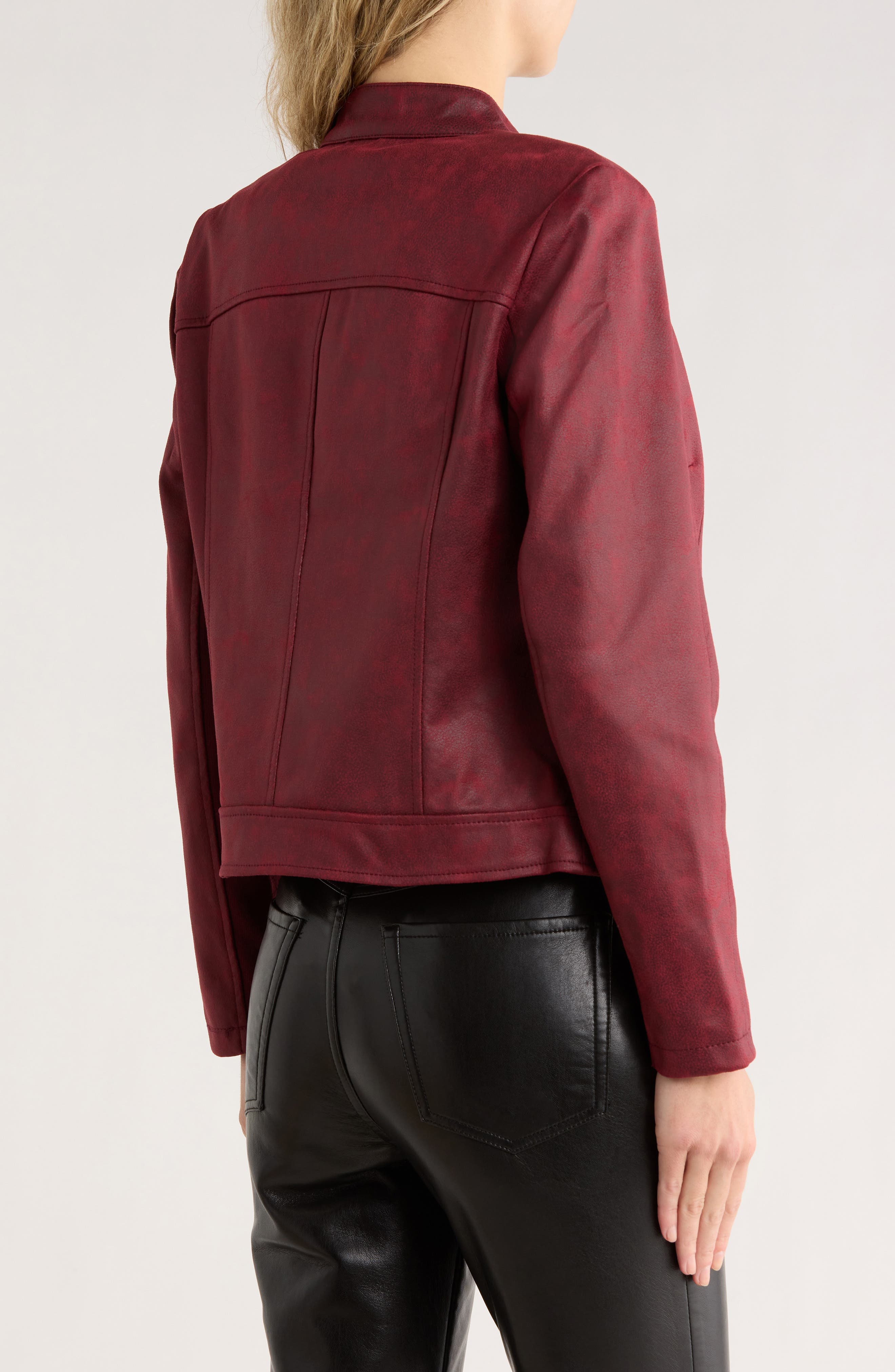 Woven Faux Leather Jacket - image 2