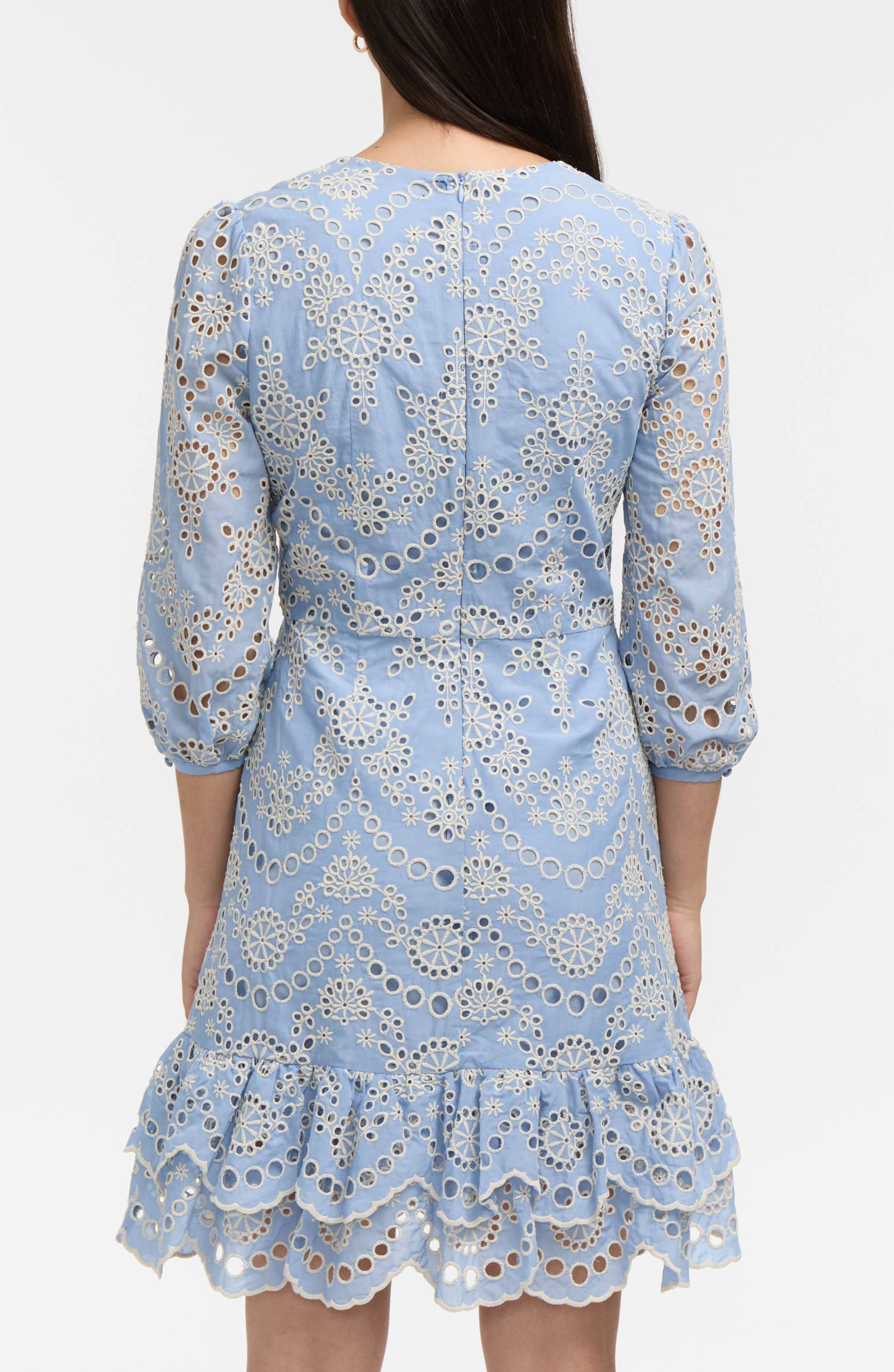Embroidered Eyelet V-Neck Minidress - image 2