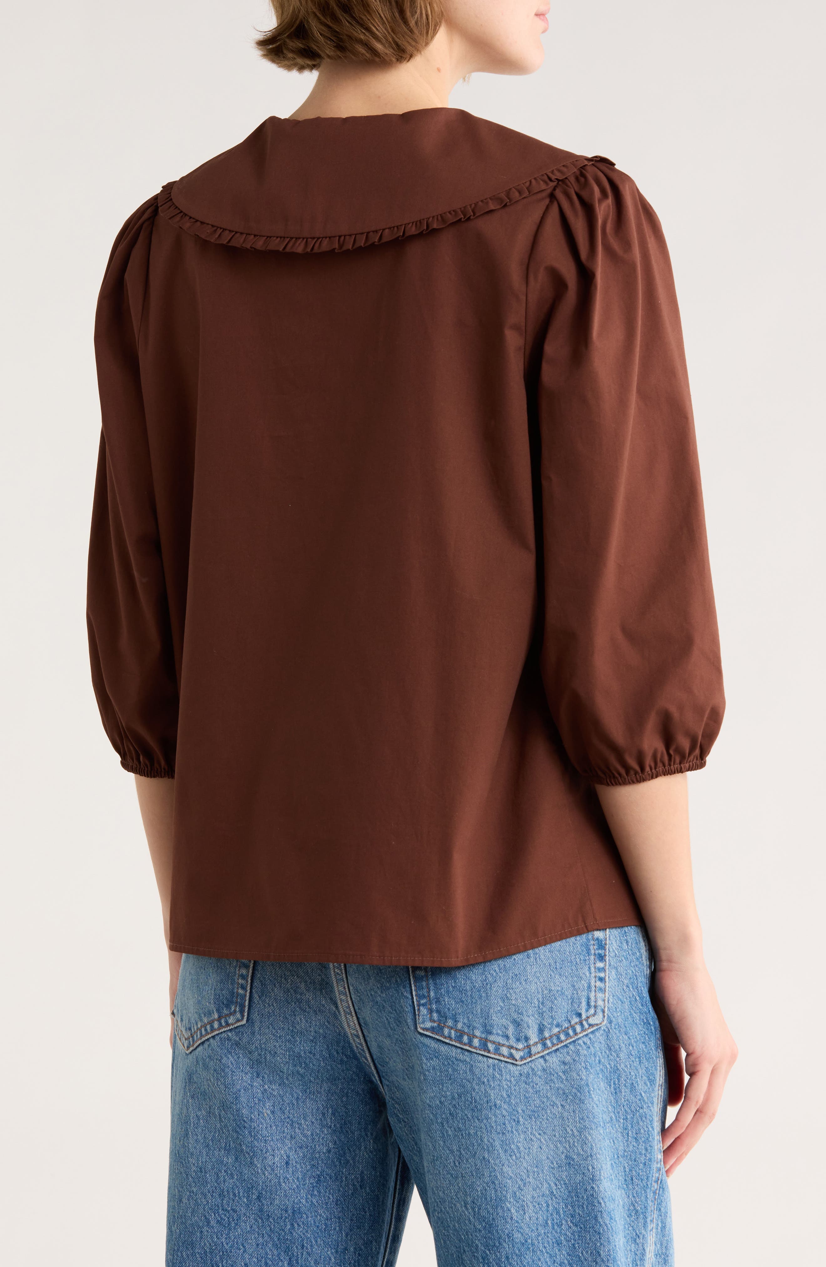 Peter Pan Collar Three-Quarter Sleeve Top - image 2