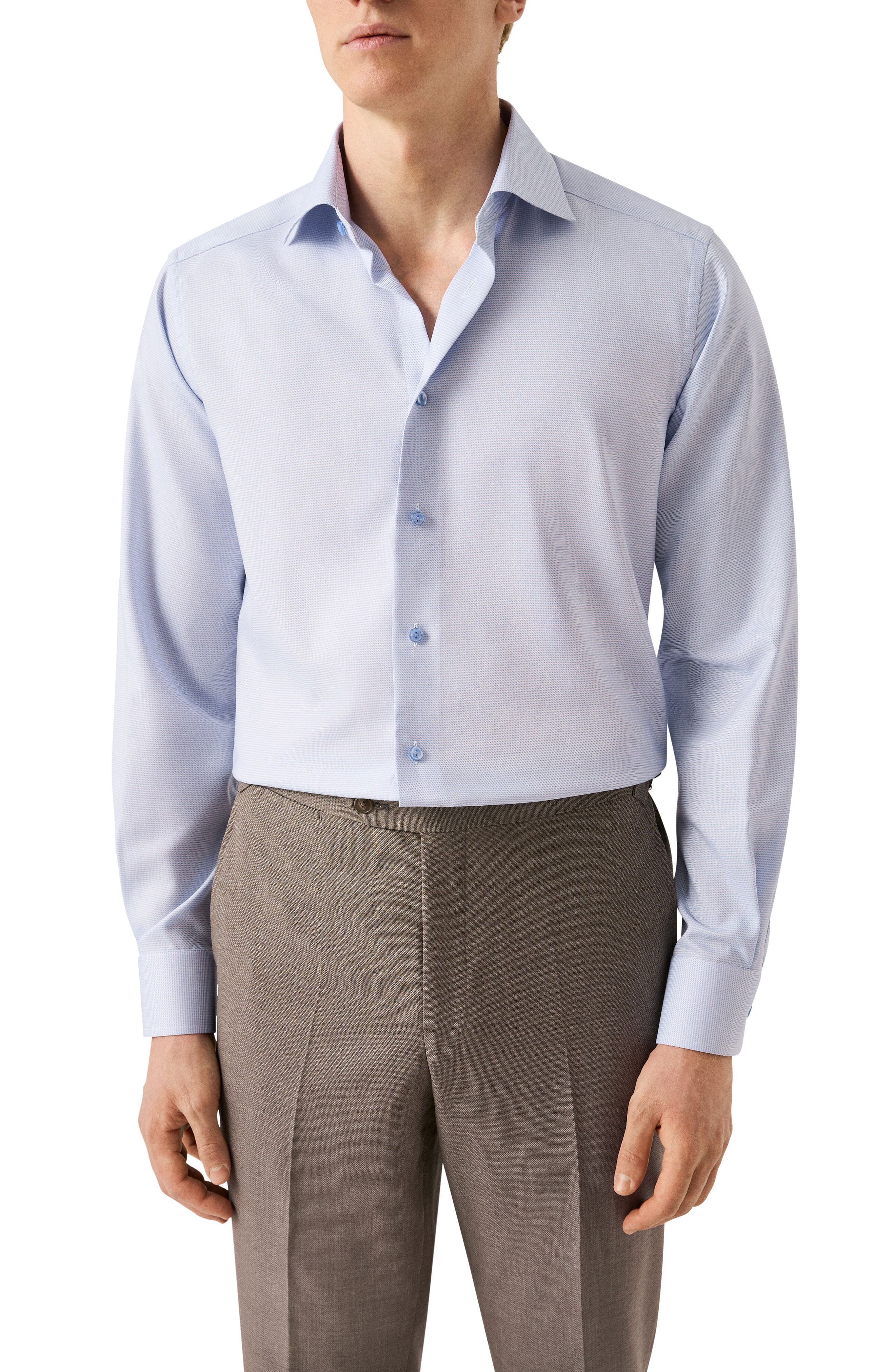 Contemporary Fit Microcheck Cotton Dress Shirt - image 1