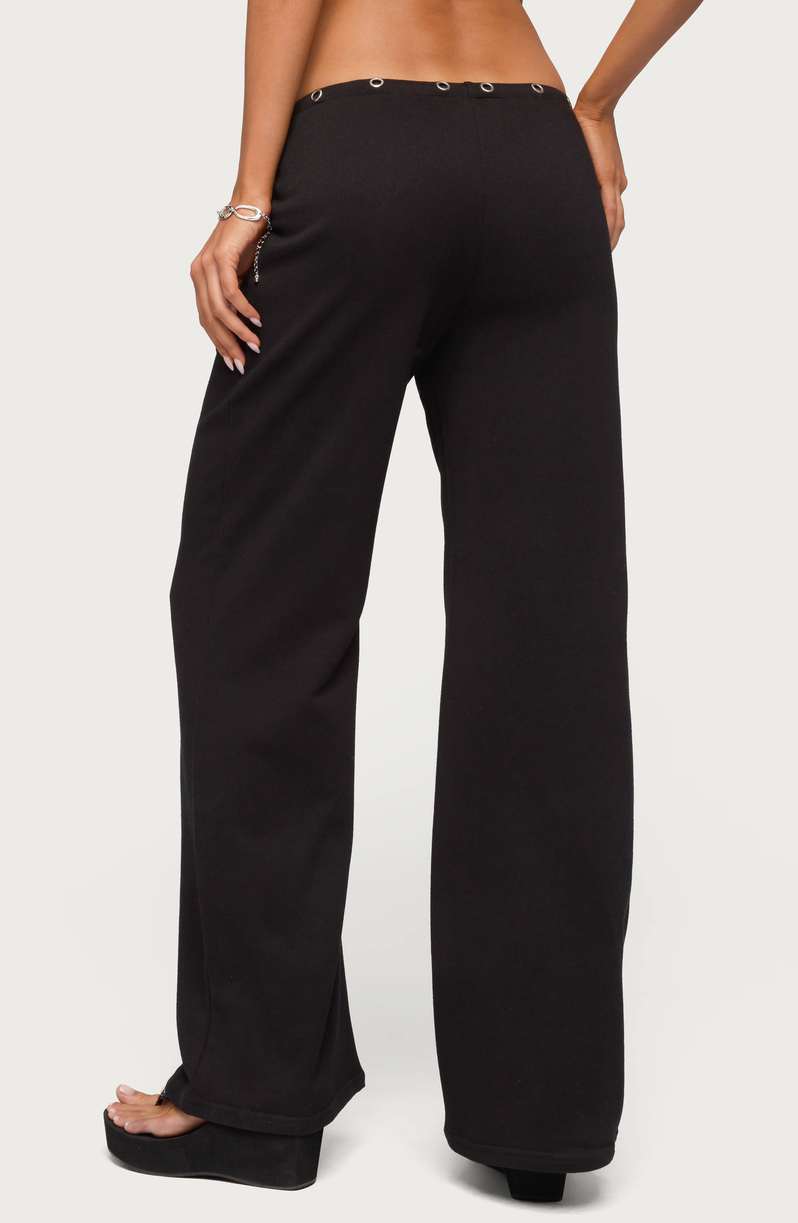 Grommet Drawstring Low Rise Straight Leg Pants - image 2