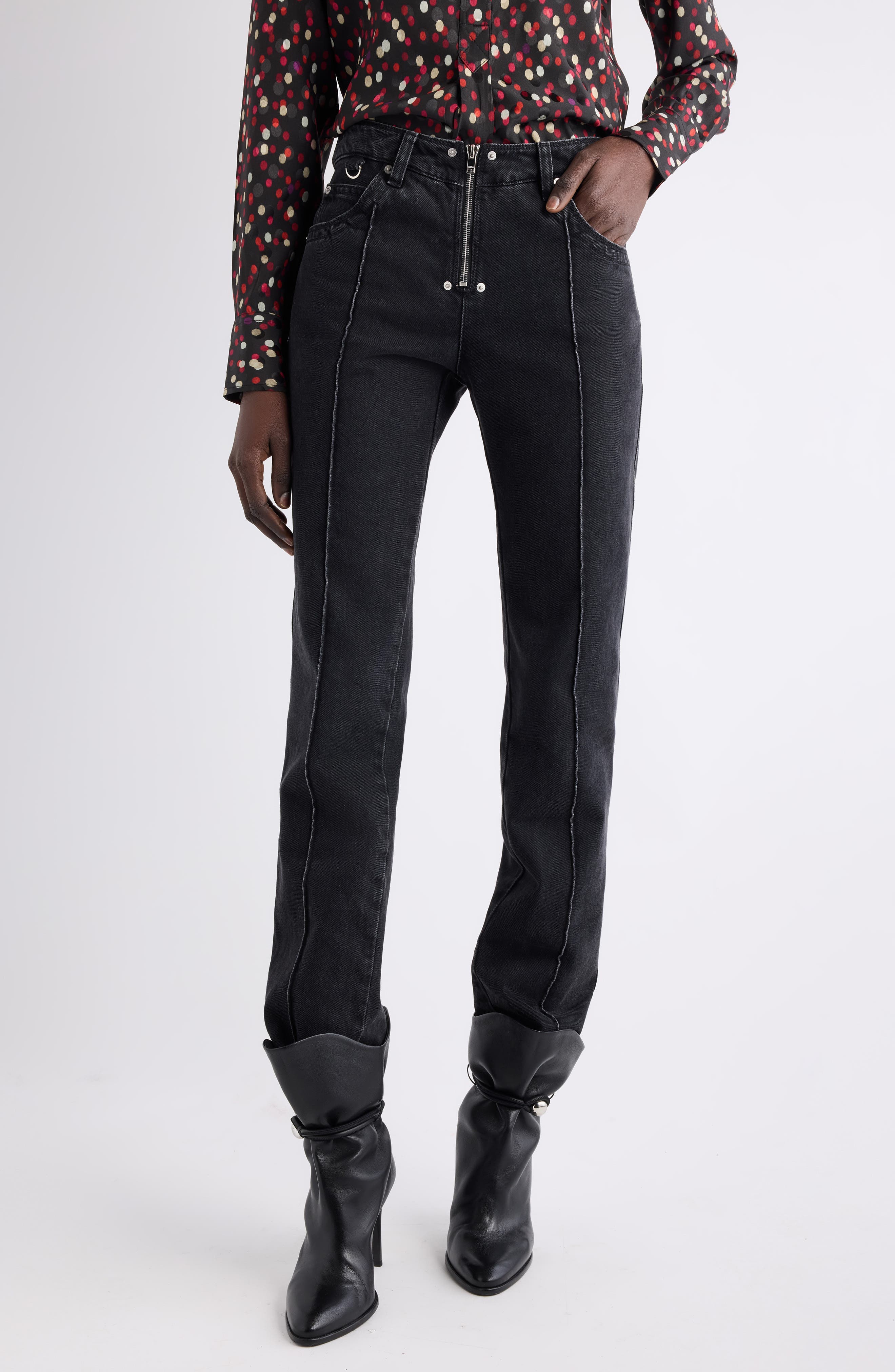 Silviana Pintuck Slim Fit Jeans - image 1