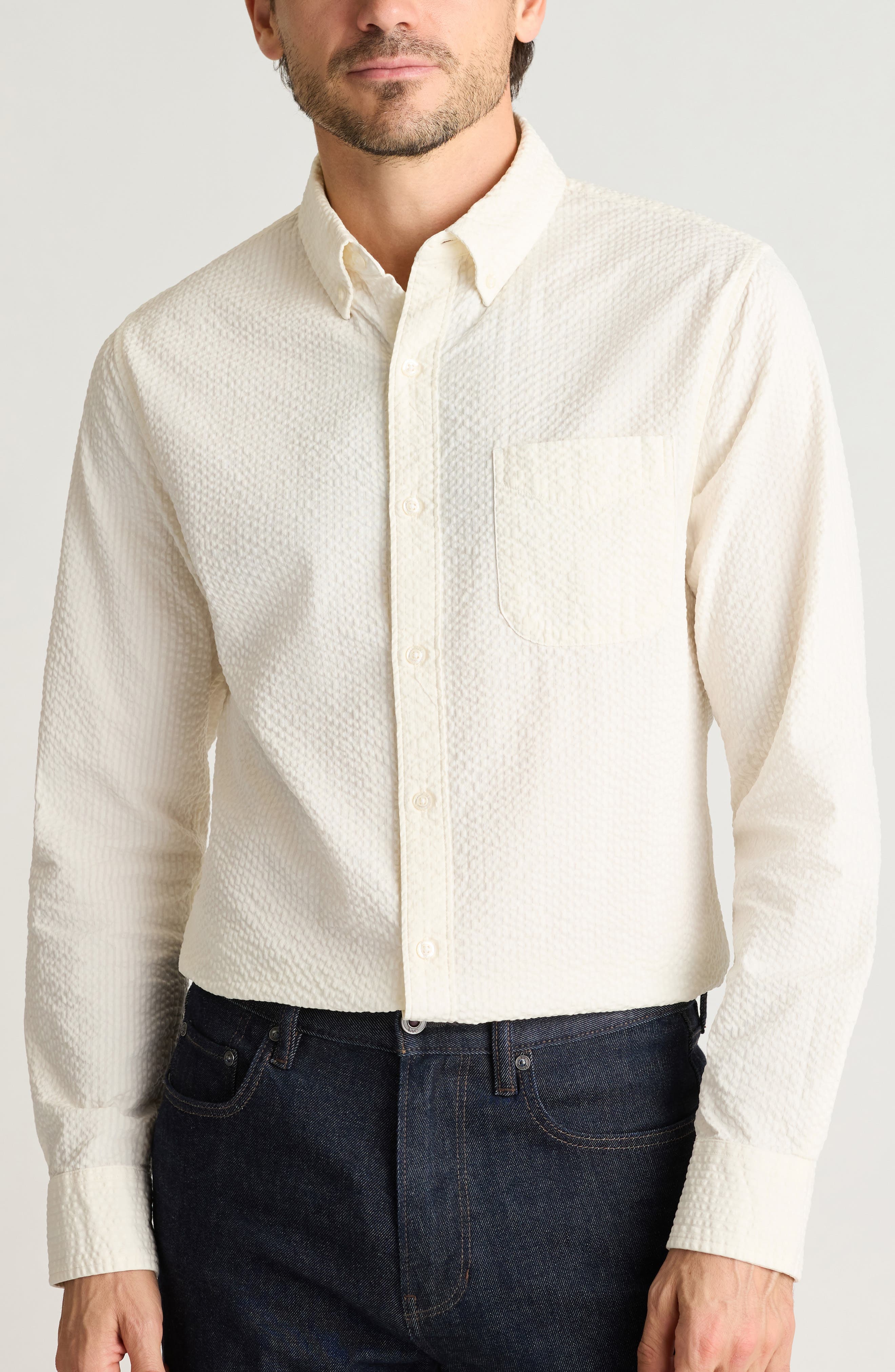Everyday Slim Fit Cotton Seersucker Button-Down Shirt - image 1