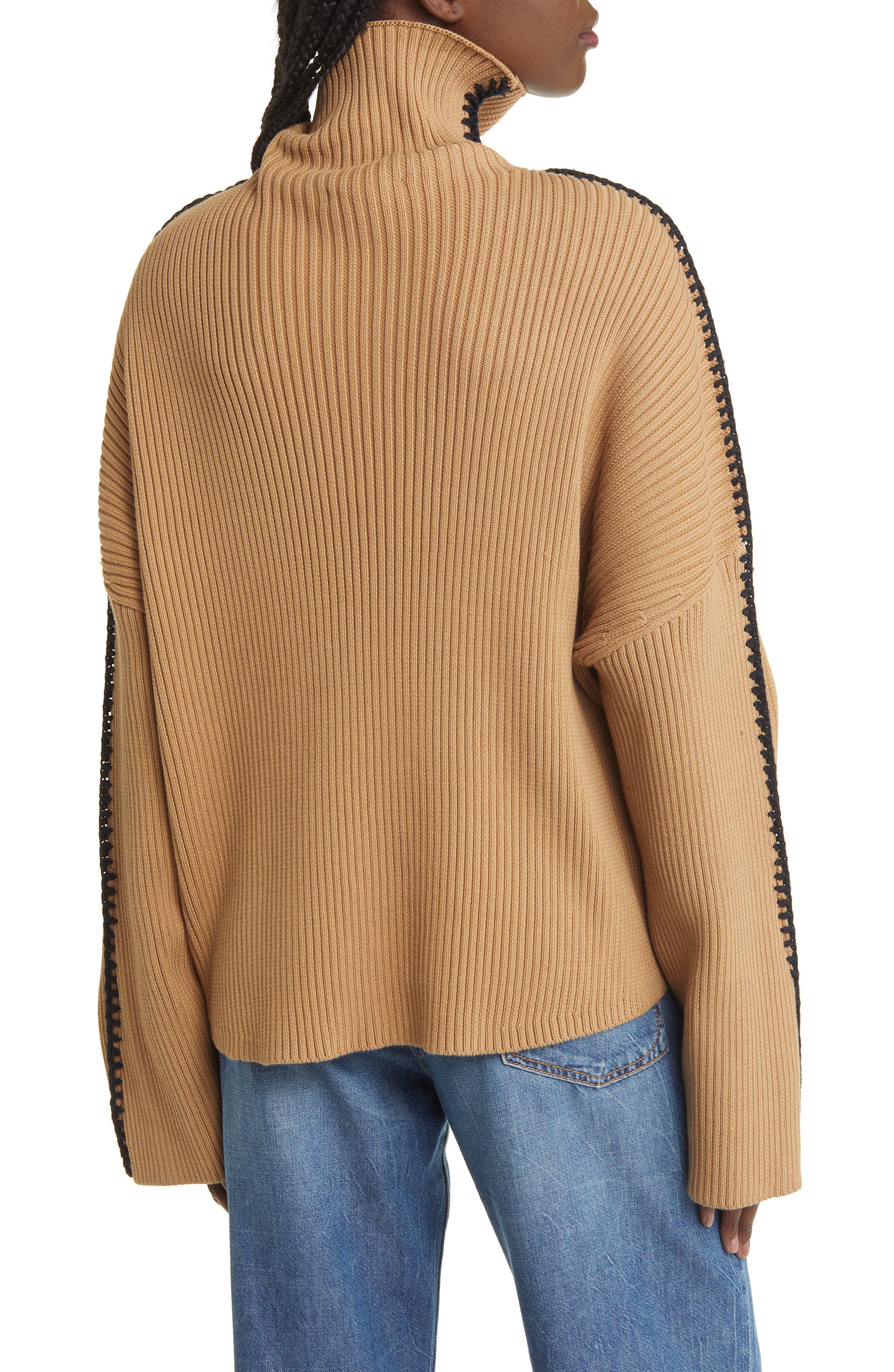 Ally Whipstitch Detail Mock Neck Sweater - image 2