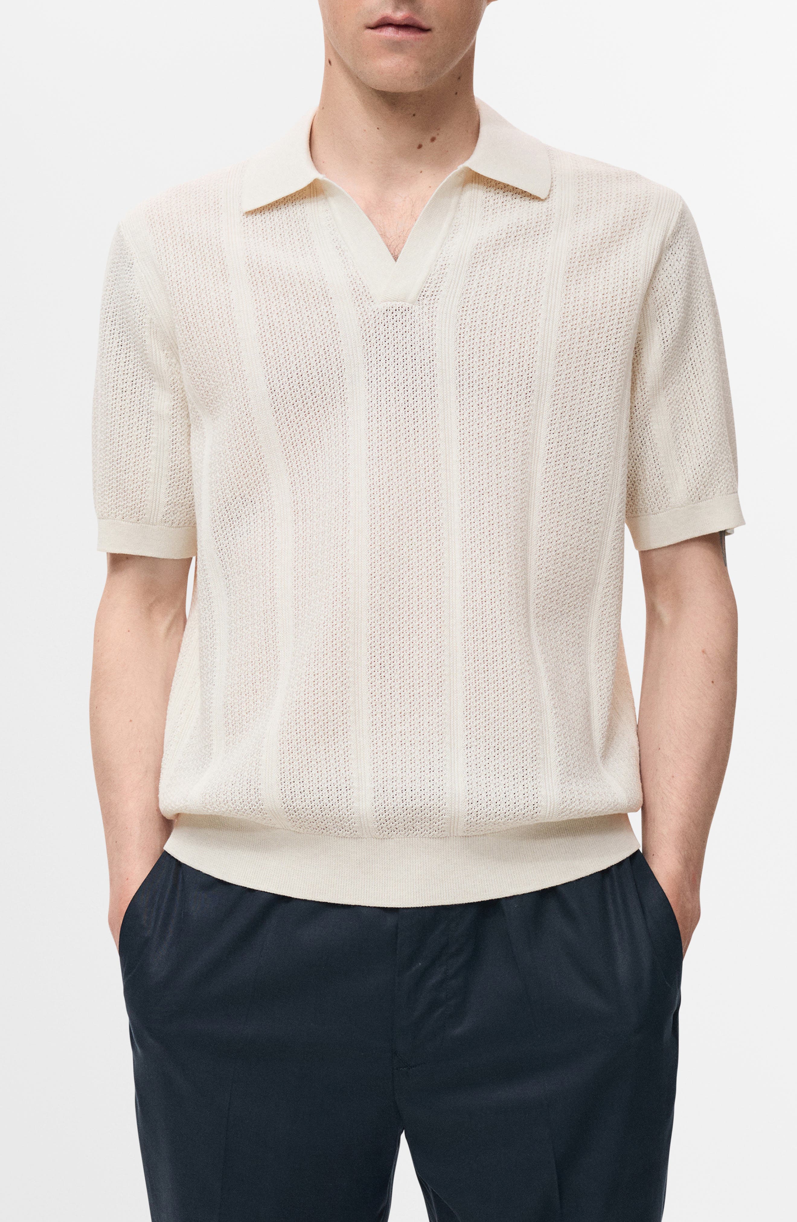 Openwork Cotton Blend Polo - image 1