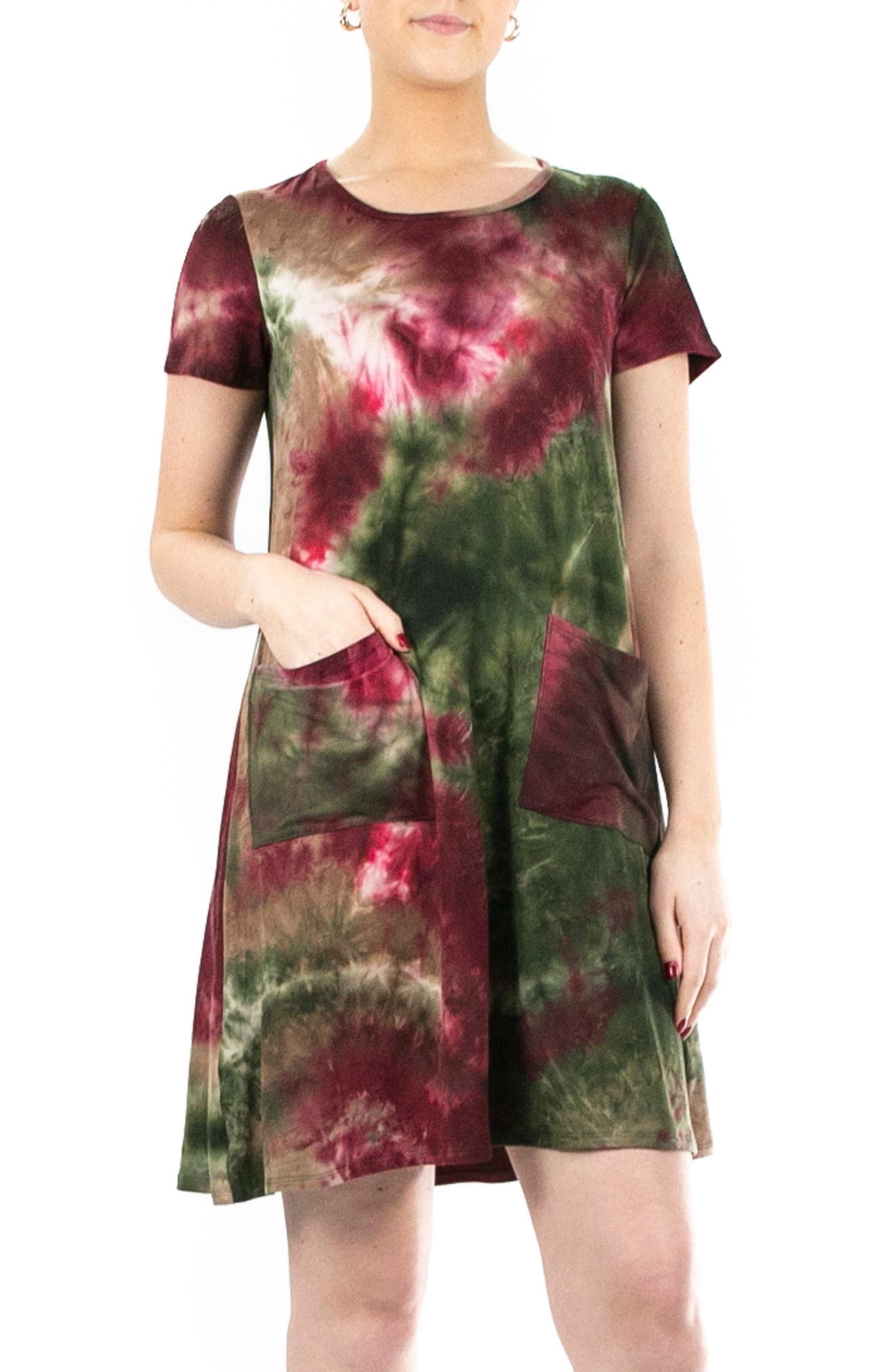 Scoop Neck Tie-Dye Print Dress - image 1