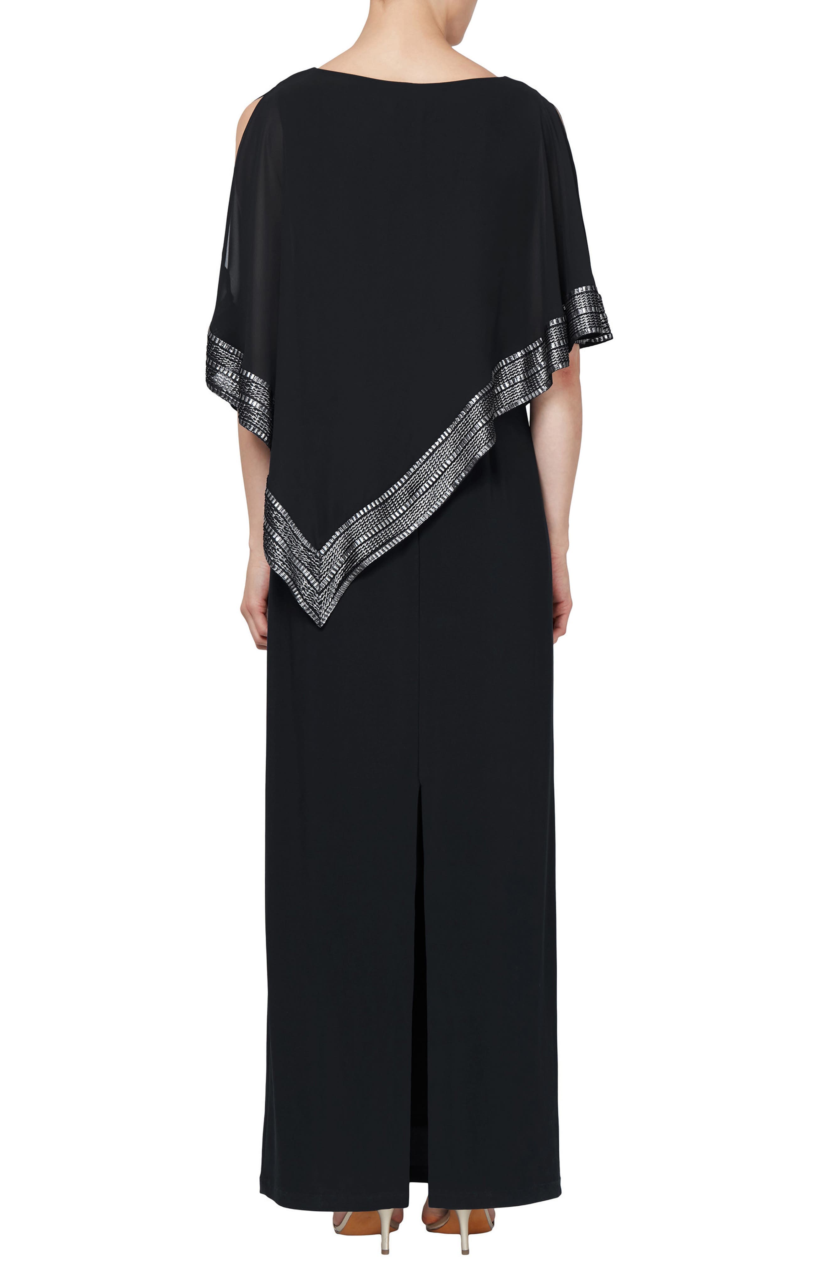 Asymmetrical Foil Trim Cape Dress - image 2