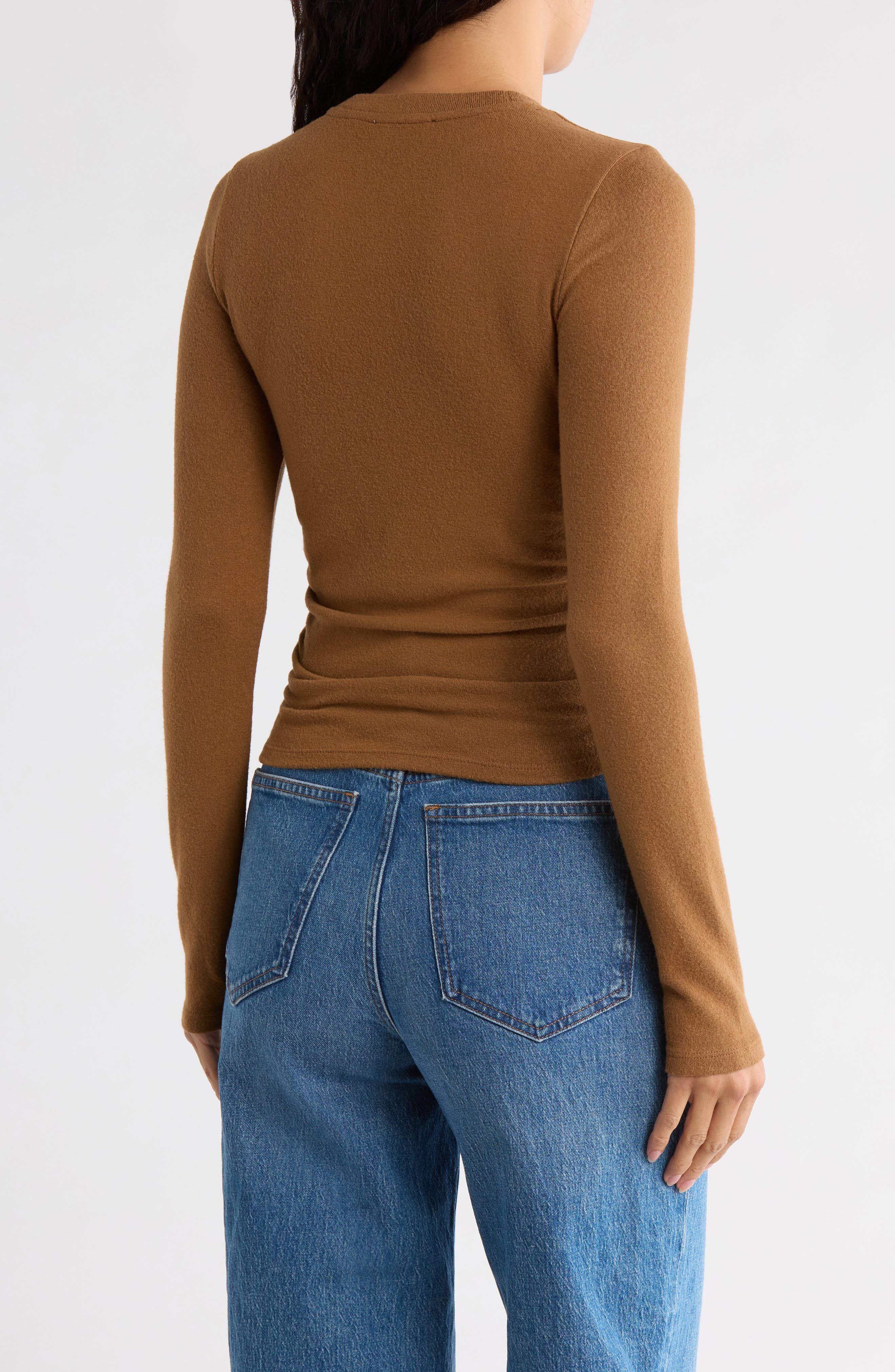 Long Sleeve Ruched Brushed Jersey Top - image 4
